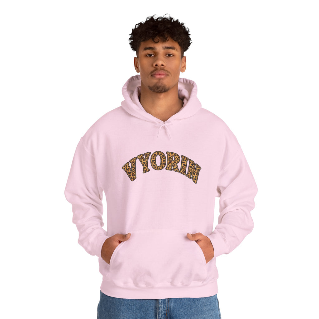 Vyorn Leopard Arch Hoodie — Vintage Animal Print Logo Sweatshirt