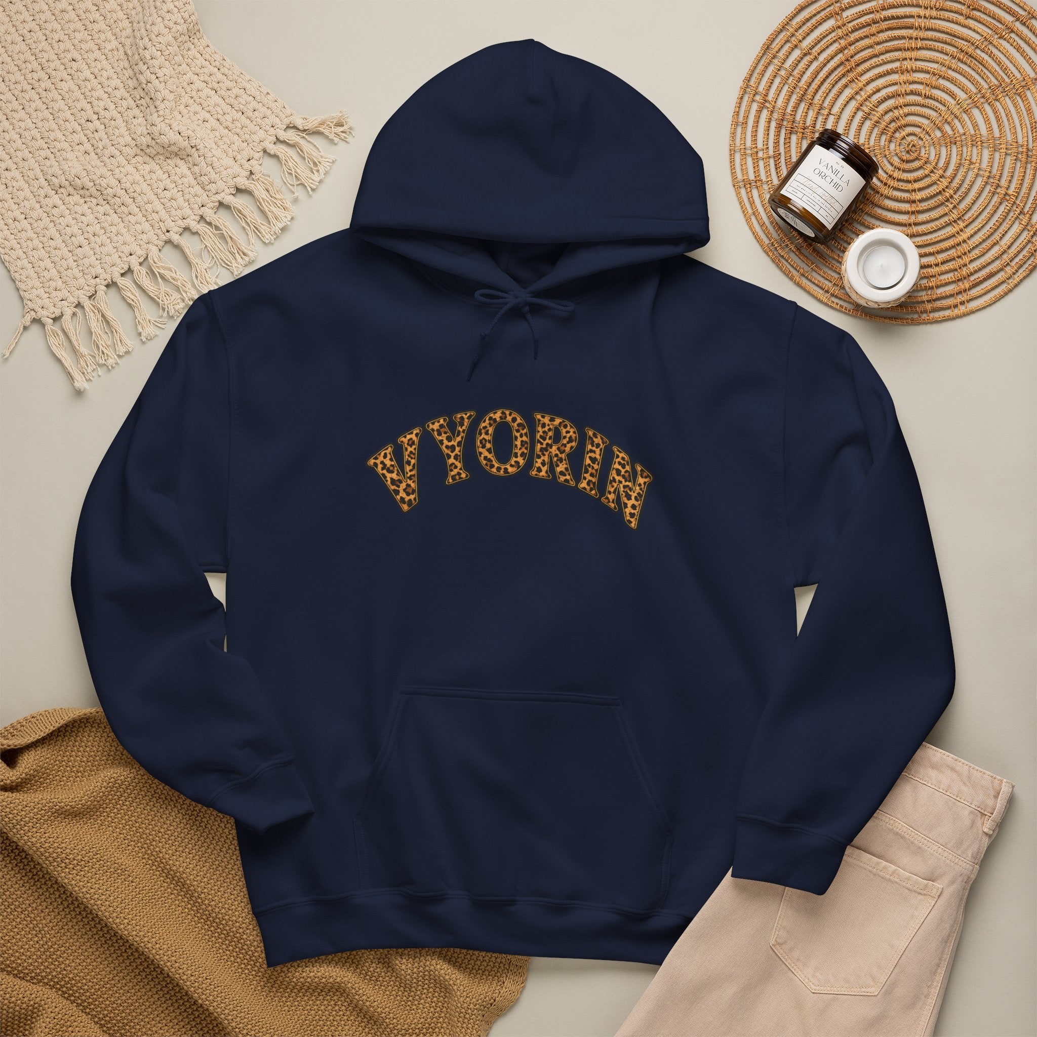 Vyorn Leopard Arch Hoodie — Vintage Animal Print Logo Sweatshirt