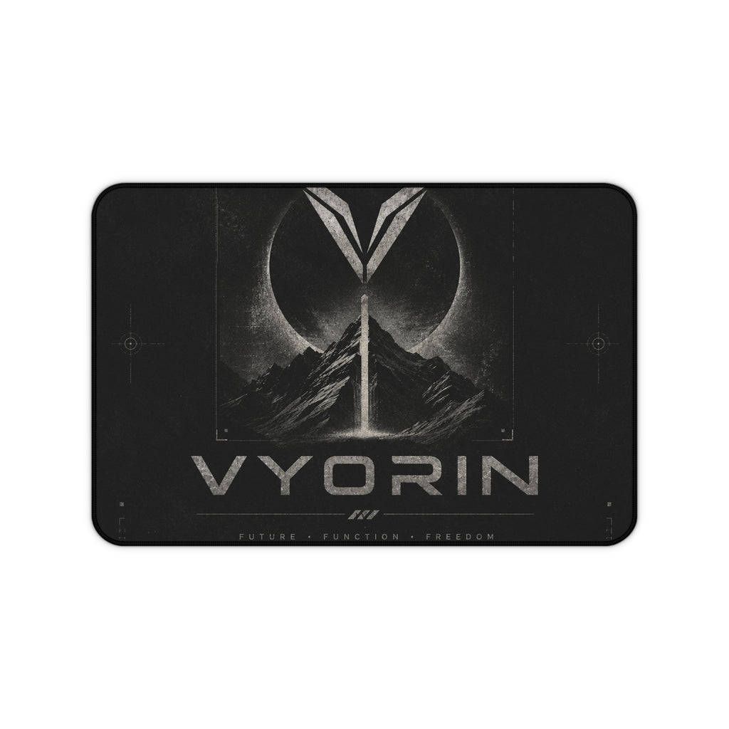 Vyorin Dark Sci‑Fi Mountain Logo Desk Mat