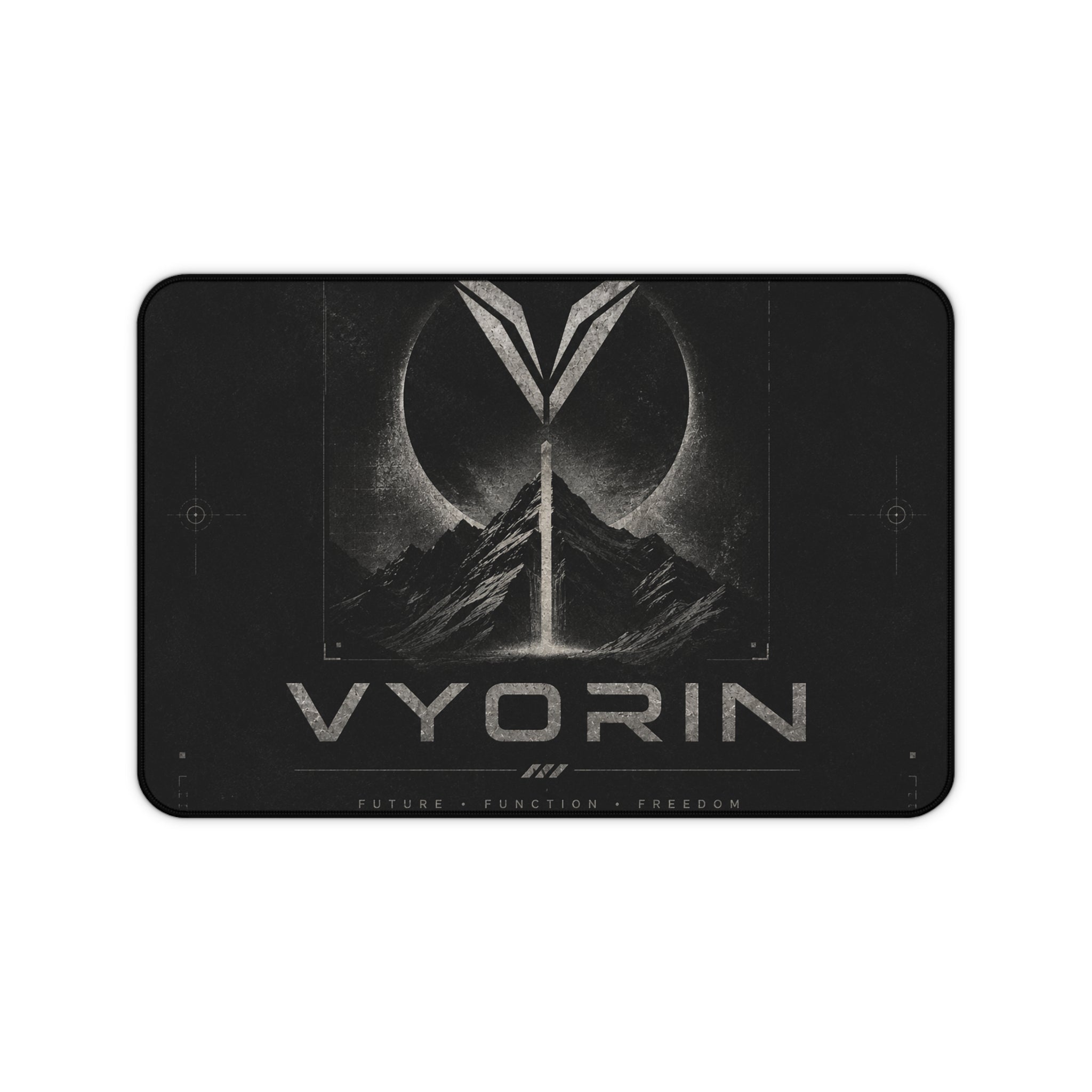 Vyorin Dark Sci‑Fi Mountain Logo Desk Mat
