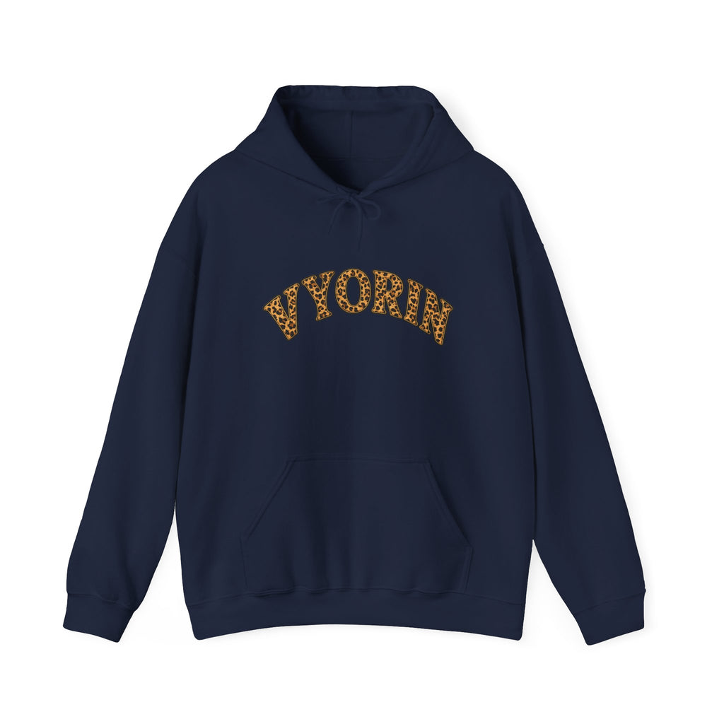 Vyorn Leopard Arch Hoodie — Vintage Animal Print Logo Sweatshirt