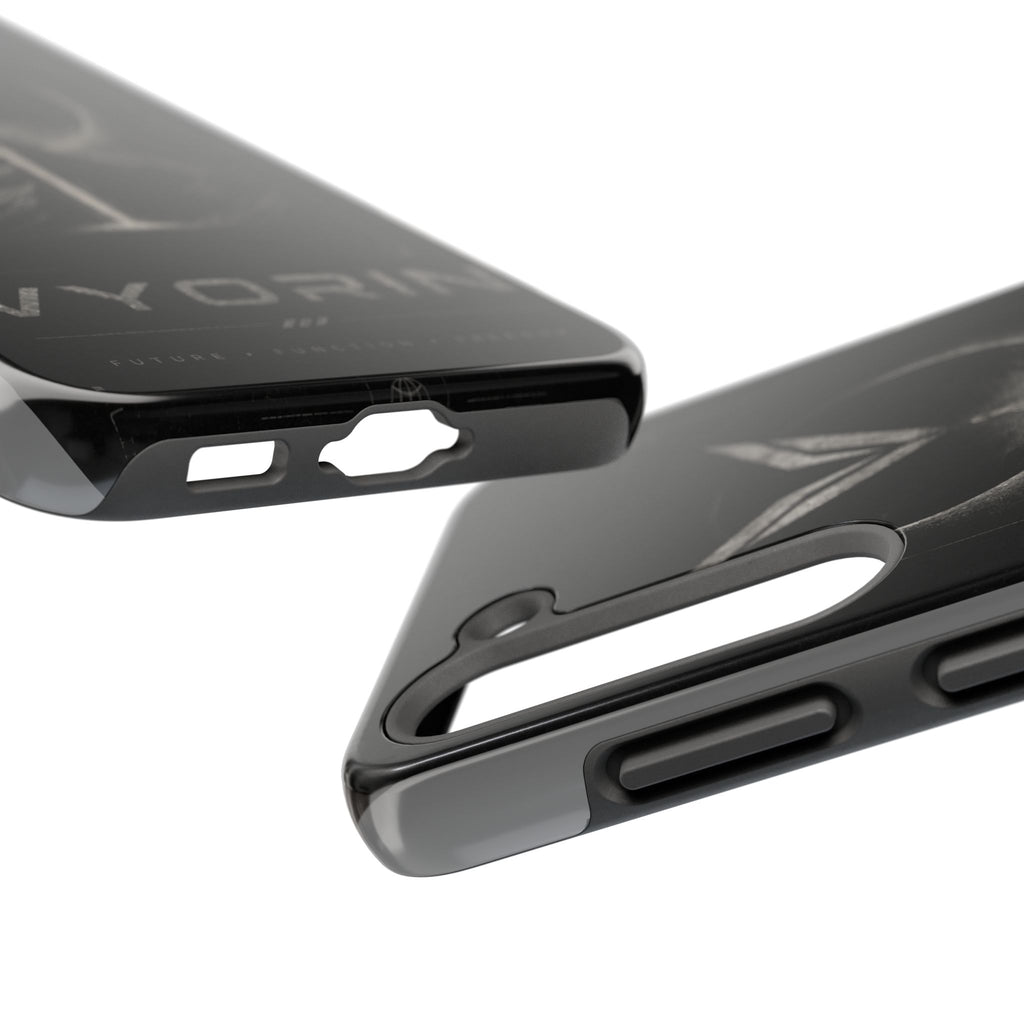Vyorin Mountain Emblem Tough Phone Case — Dark Sci‑Fi Protection