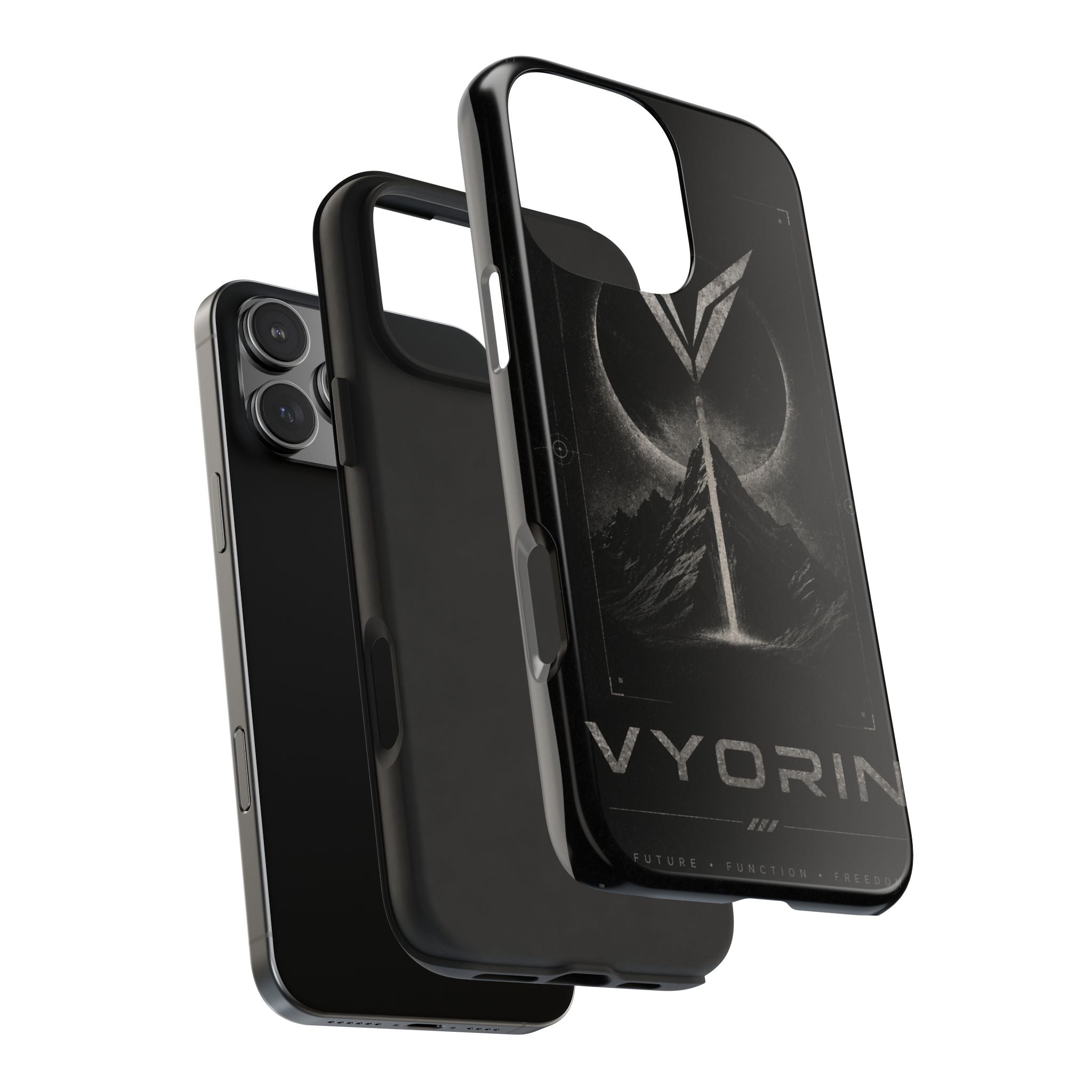 Vyorin Mountain Emblem Tough Phone Case — Dark Sci‑Fi Protection