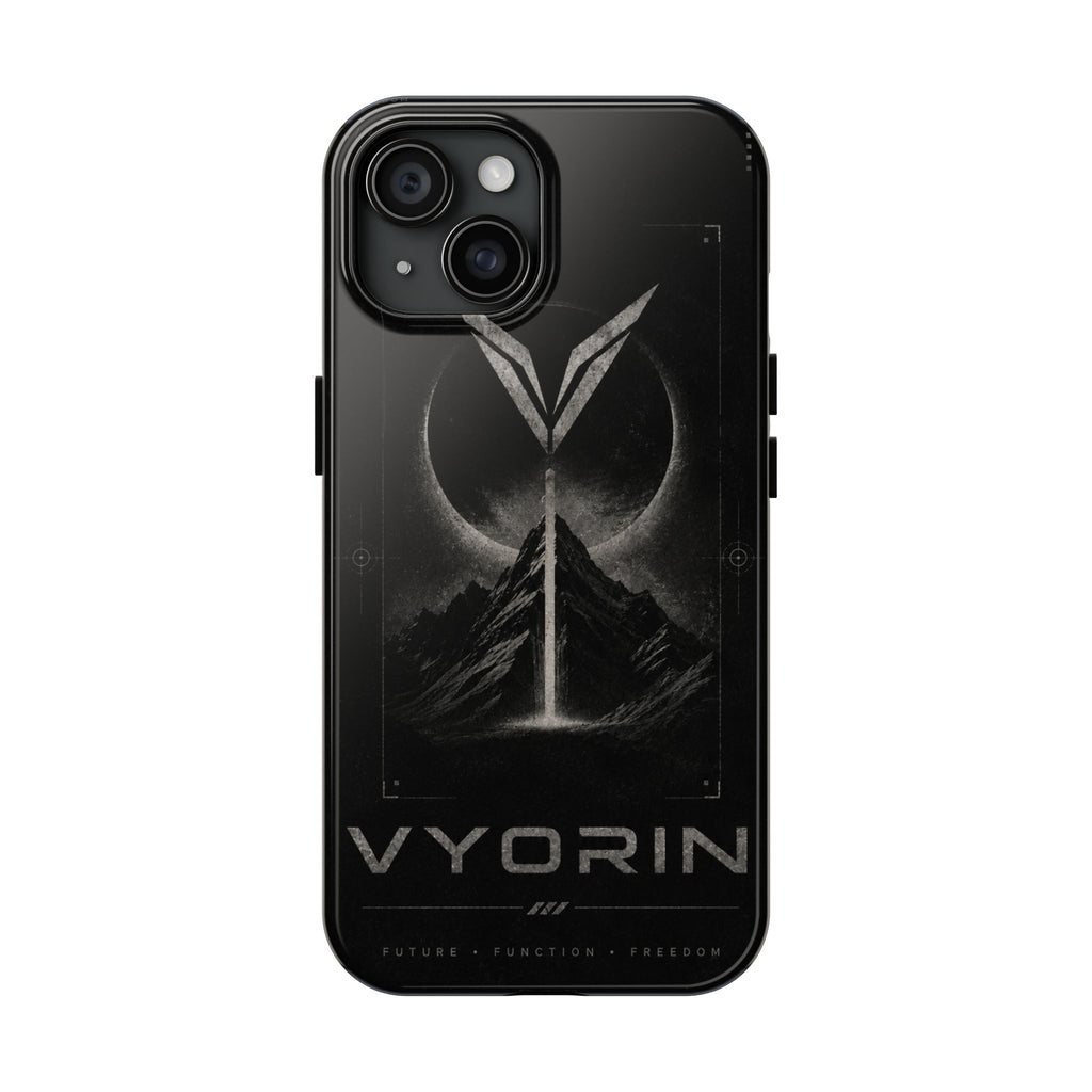 Vyorin Mountain Emblem Tough Phone Case — Dark Sci‑Fi Protection