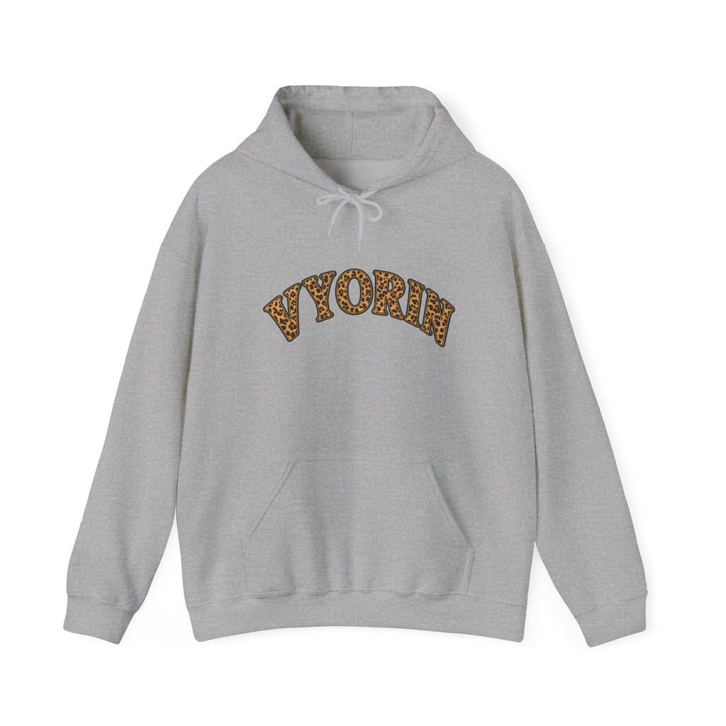 Vyorn Leopard Arch Hoodie — Vintage Animal Print Logo Sweatshirt
