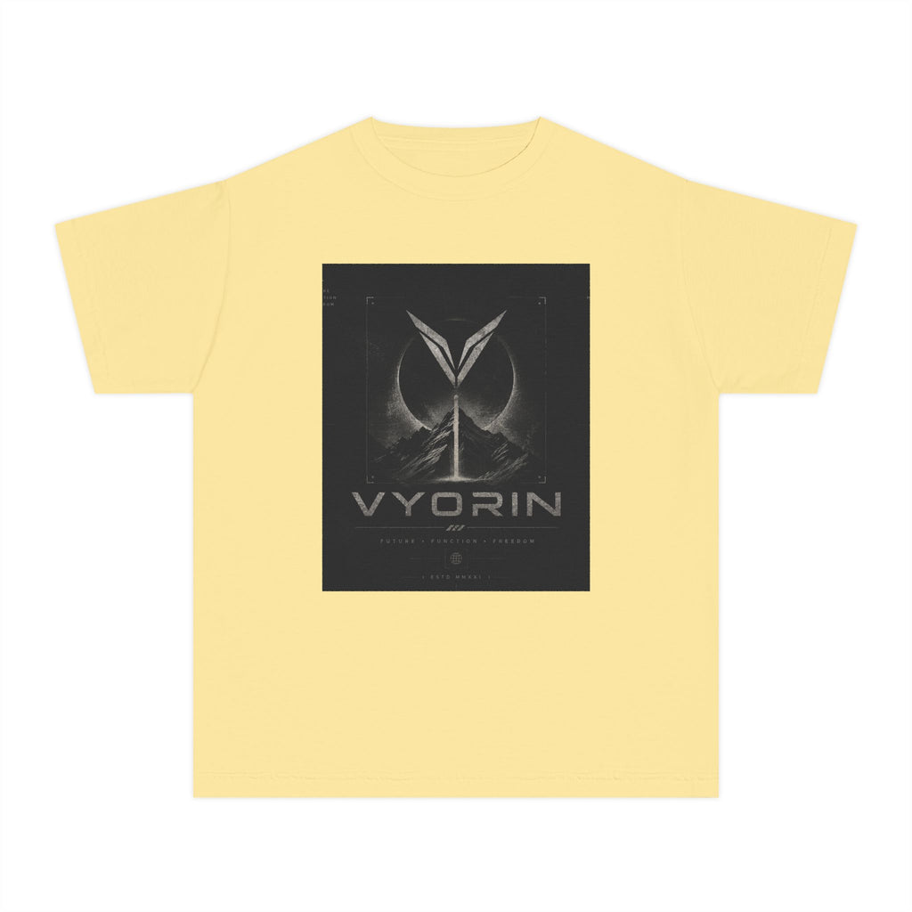 Vyorin Logo Youth Tee — Dark Sci‑Fi Emblem Graphic Shirt