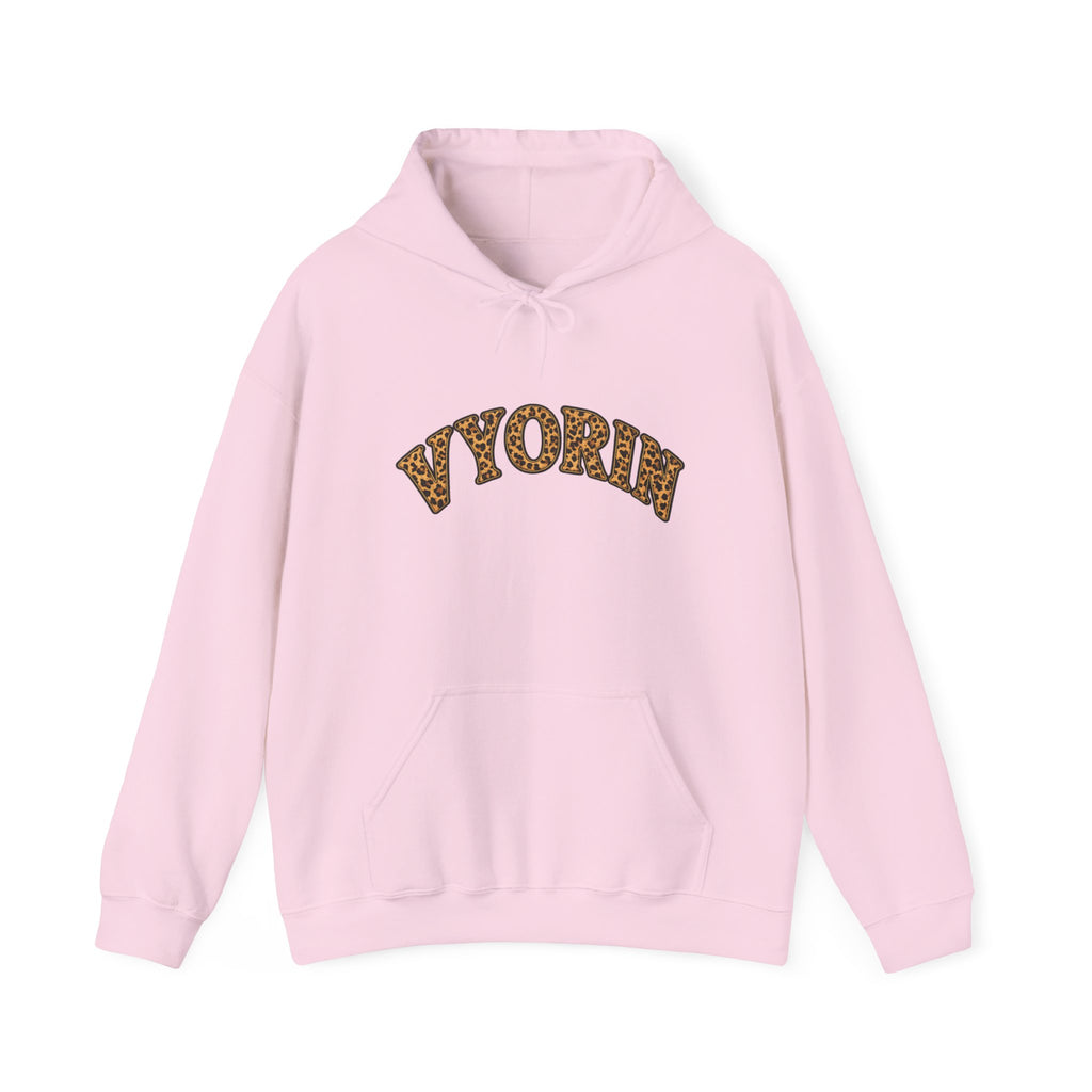 Vyorn Leopard Arch Hoodie — Vintage Animal Print Logo Sweatshirt