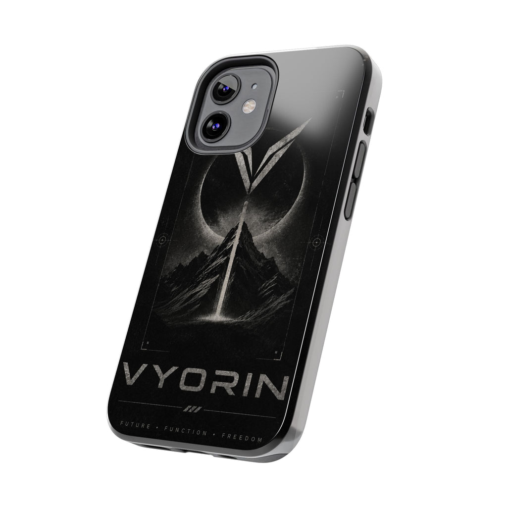 Vyorin Mountain Emblem Tough Phone Case — Dark Sci‑Fi Protection
