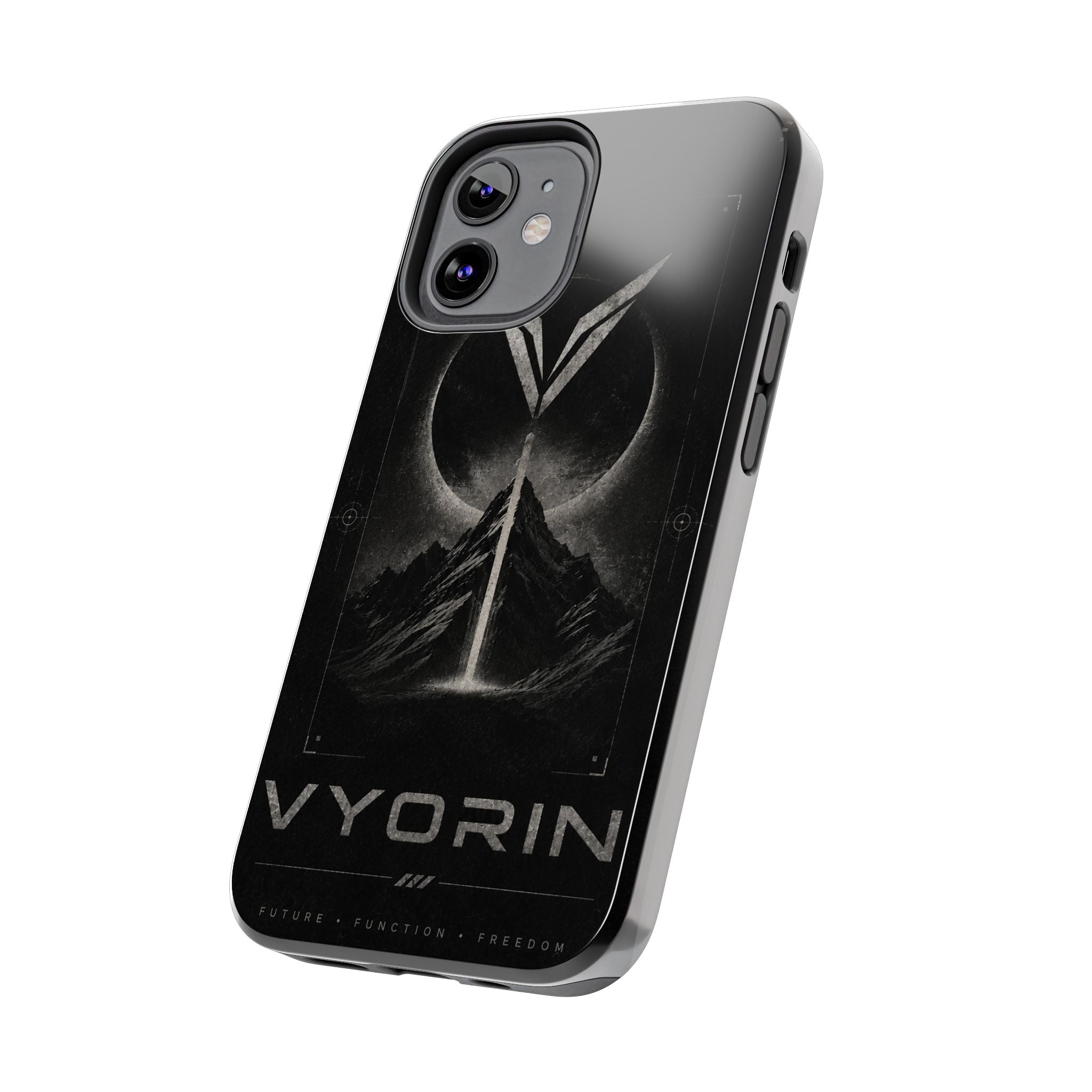 Vyorin Mountain Emblem Tough Phone Case — Dark Sci‑Fi Protection
