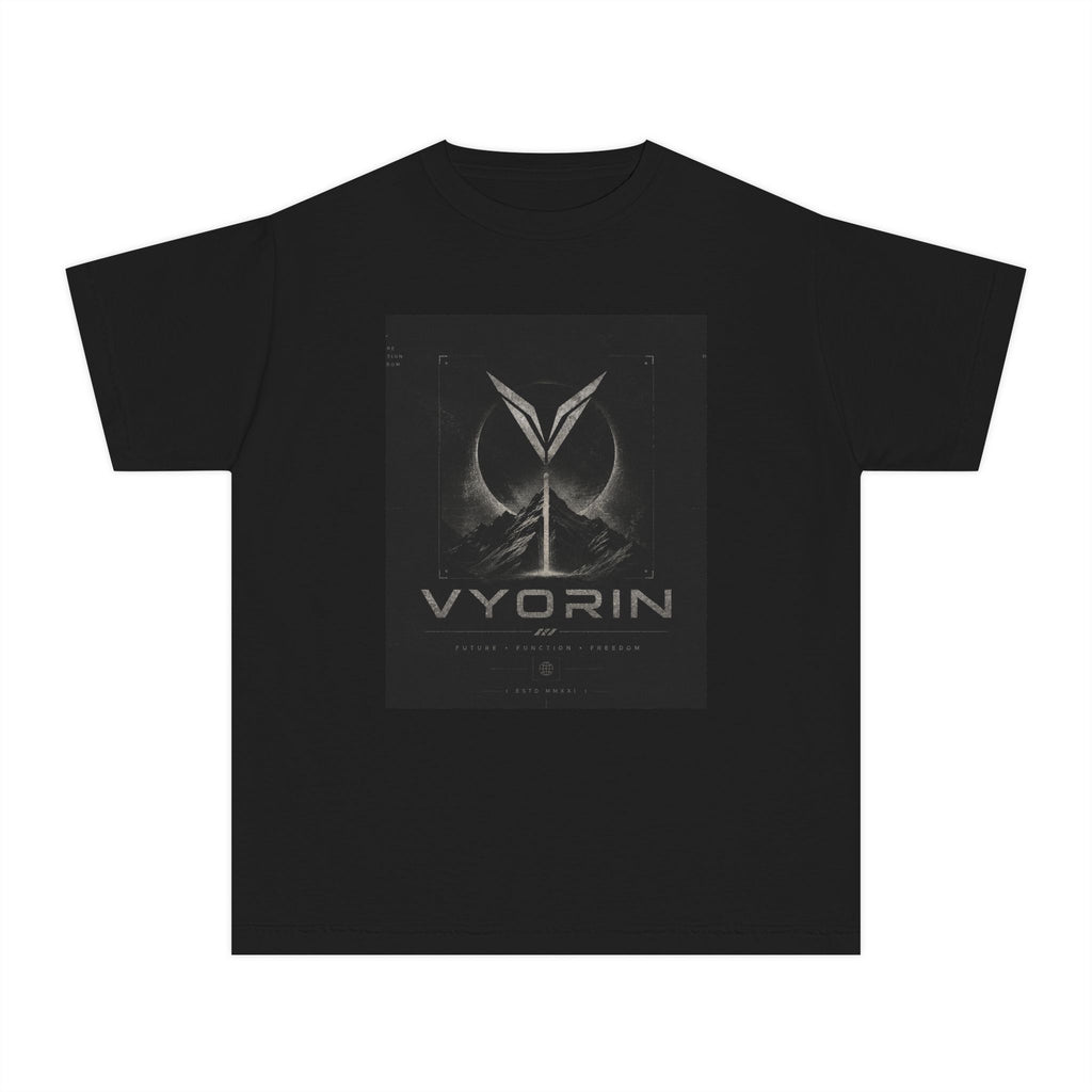 Vyorin Logo Youth Tee — Dark Sci‑Fi Emblem Graphic Shirt