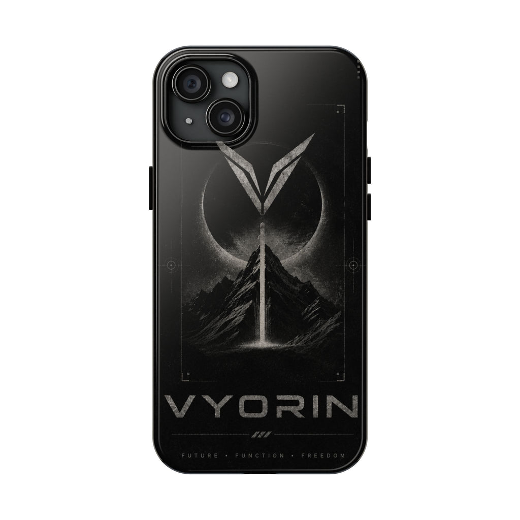 Vyorin Mountain Emblem Tough Phone Case — Dark Sci‑Fi Protection