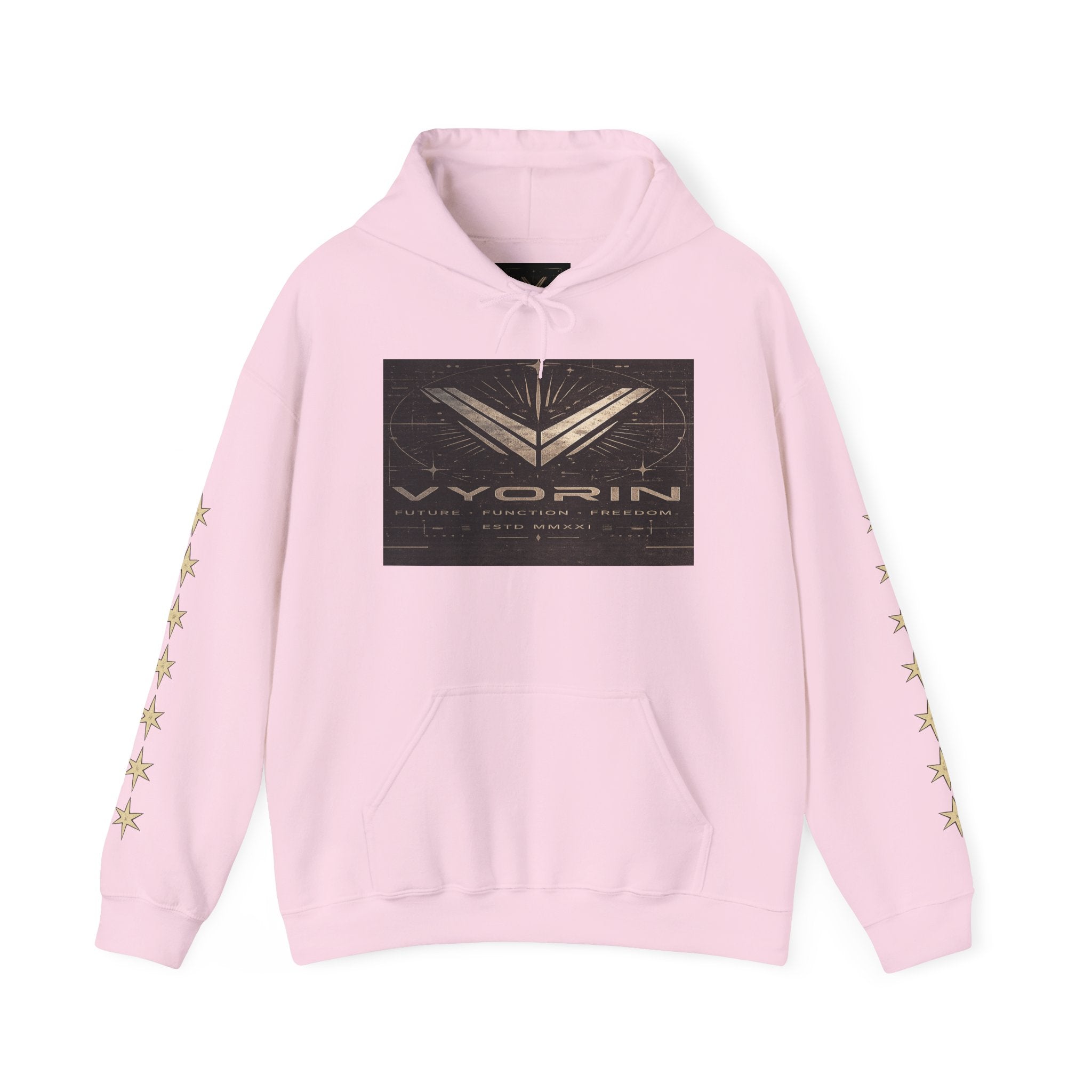 Vyorin Star Emblem Hoodie — Retro Sci‑Fi Logo Pullover