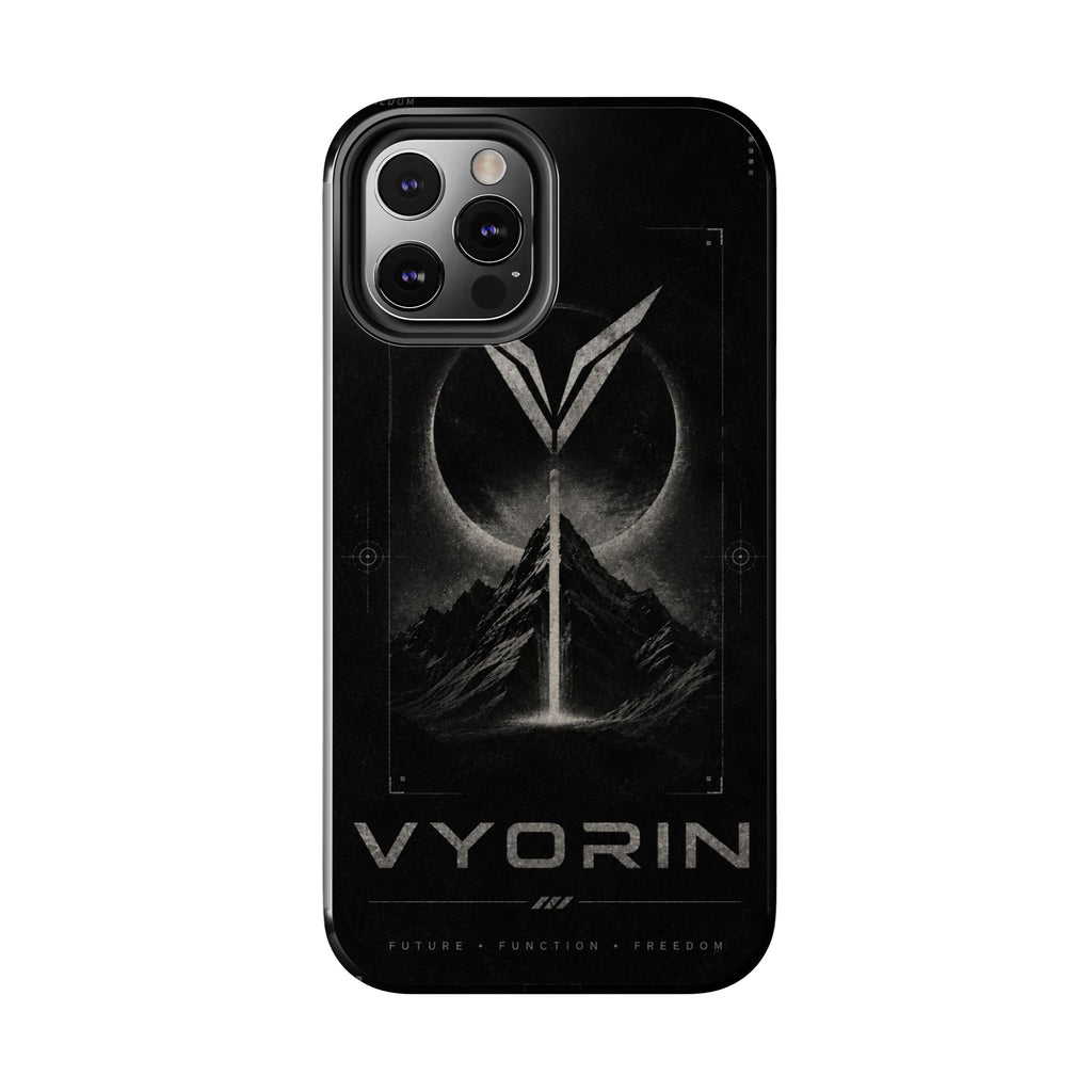 Vyorin Mountain Emblem Tough Phone Case — Dark Sci‑Fi Protection