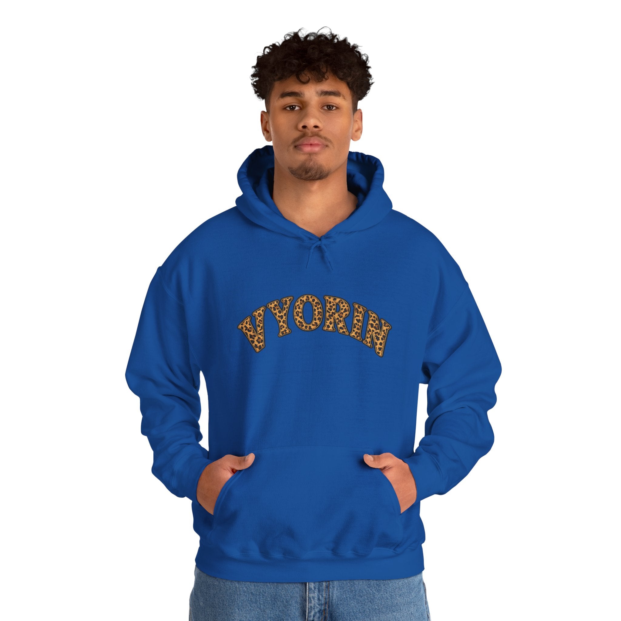 Vyorn Leopard Arch Hoodie — Vintage Animal Print Logo Sweatshirt