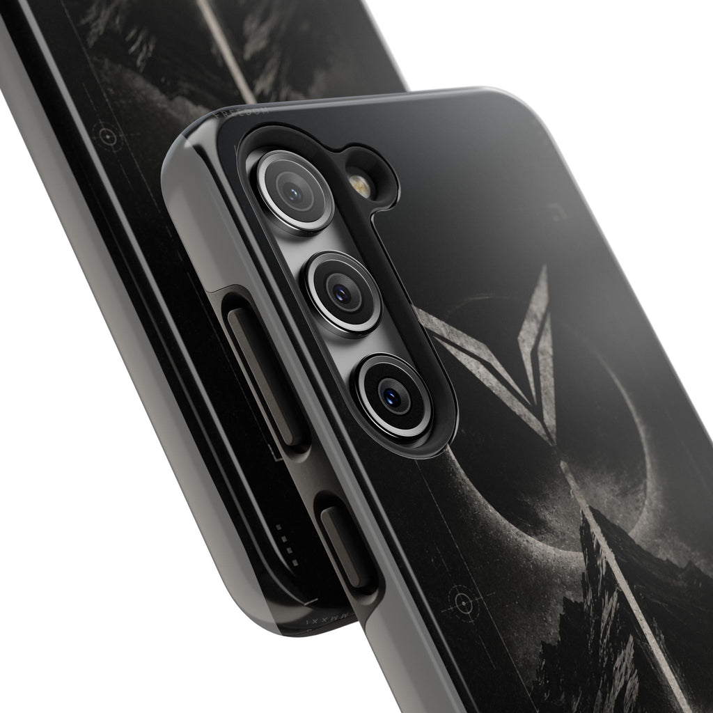Vyorin Mountain Emblem Tough Phone Case — Dark Sci‑Fi Protection