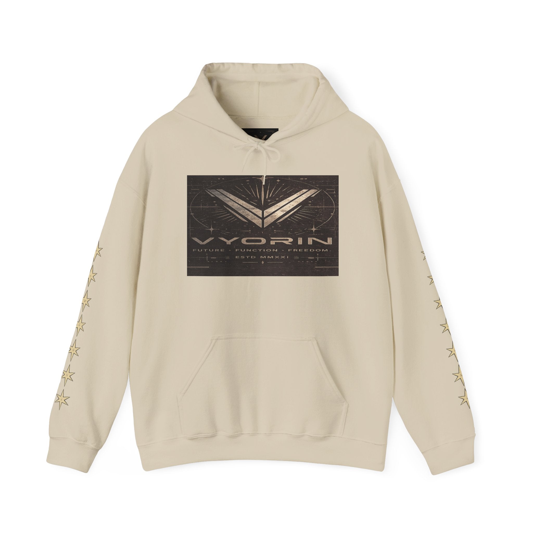 Vyorin Star Emblem Hoodie — Retro Sci‑Fi Logo Pullover