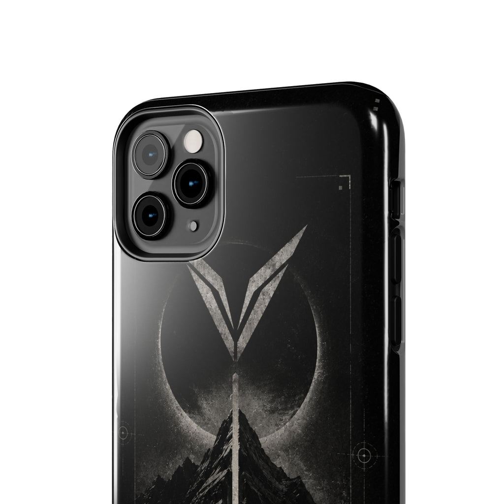 Vyorin Mountain Emblem Tough Phone Case — Dark Sci‑Fi Protection