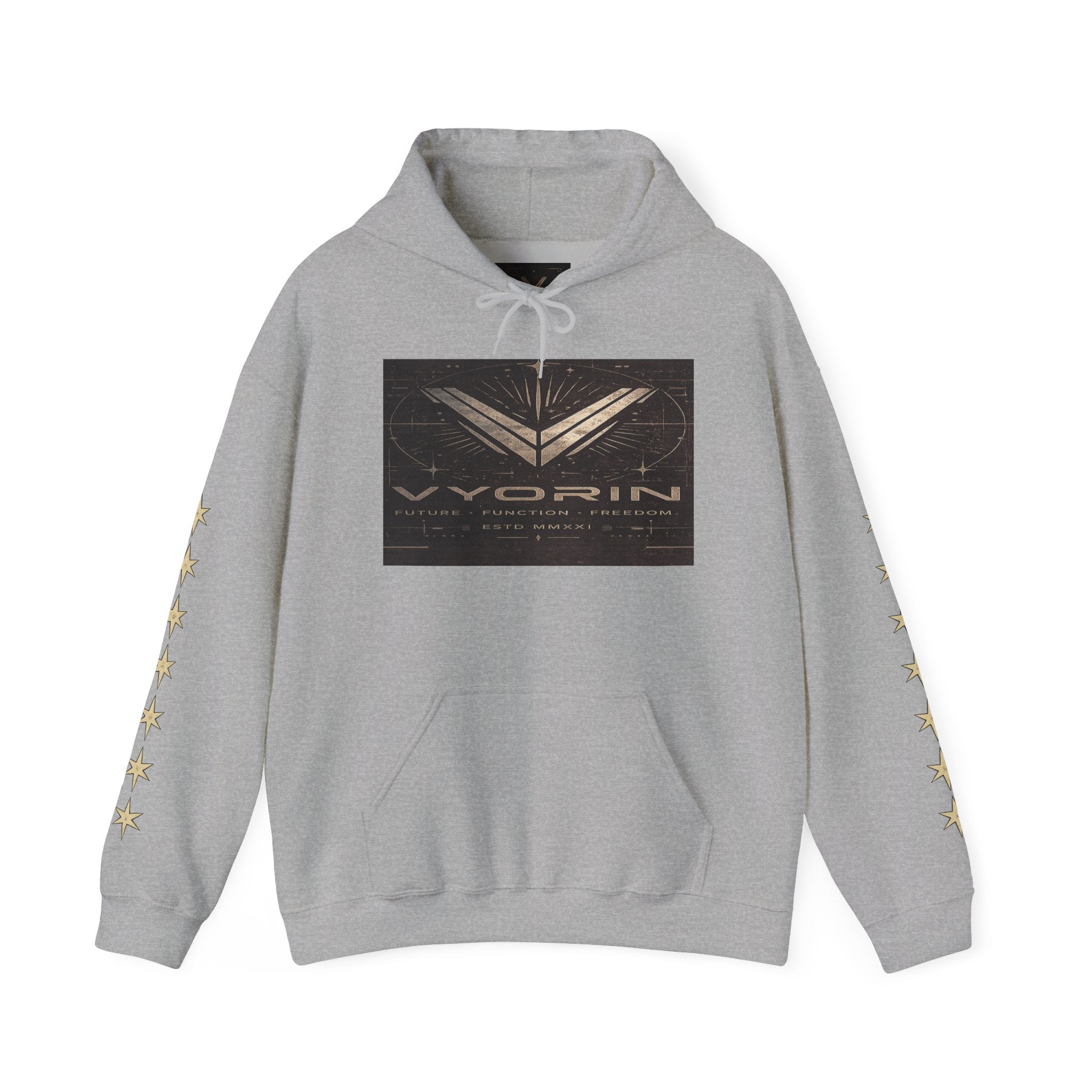 Vyorin Star Emblem Hoodie — Retro Sci‑Fi Logo Pullover