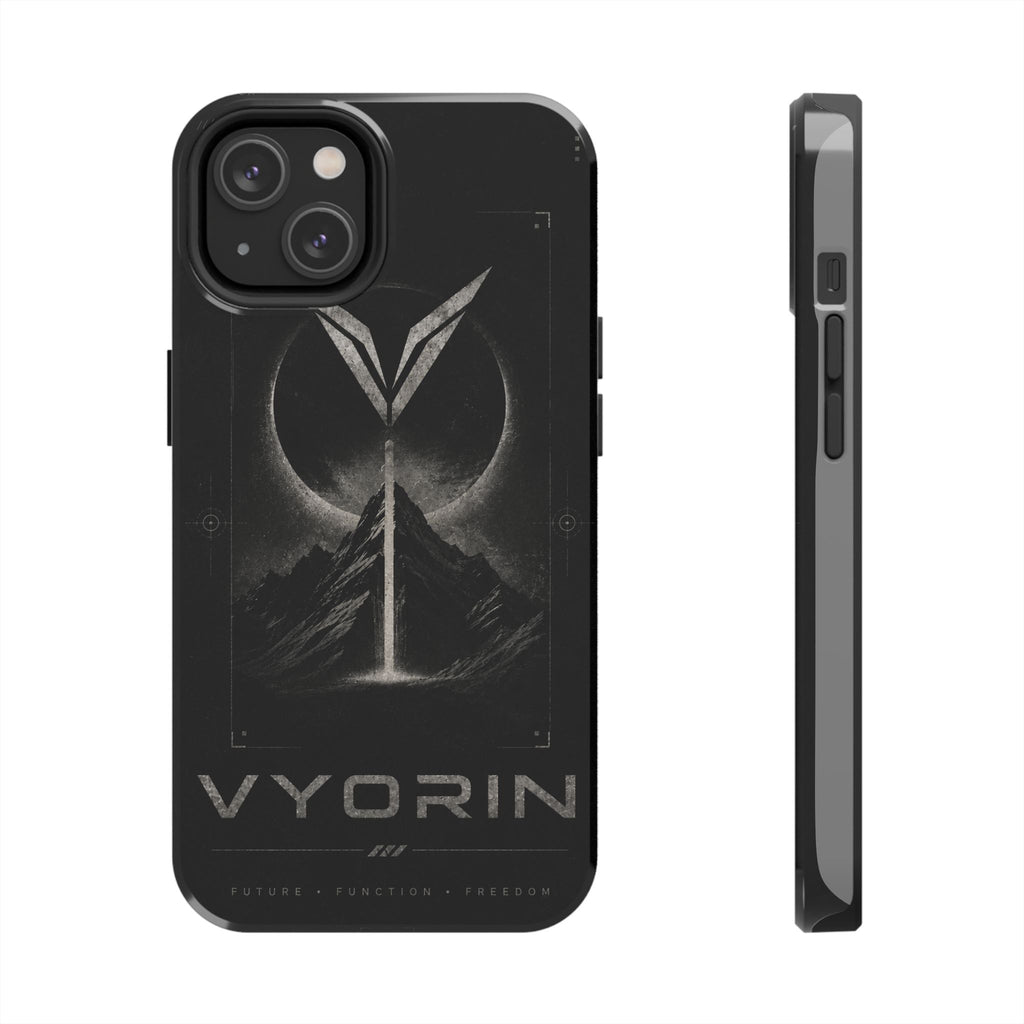 Vyorin Mountain Emblem Tough Phone Case — Dark Sci‑Fi Protection