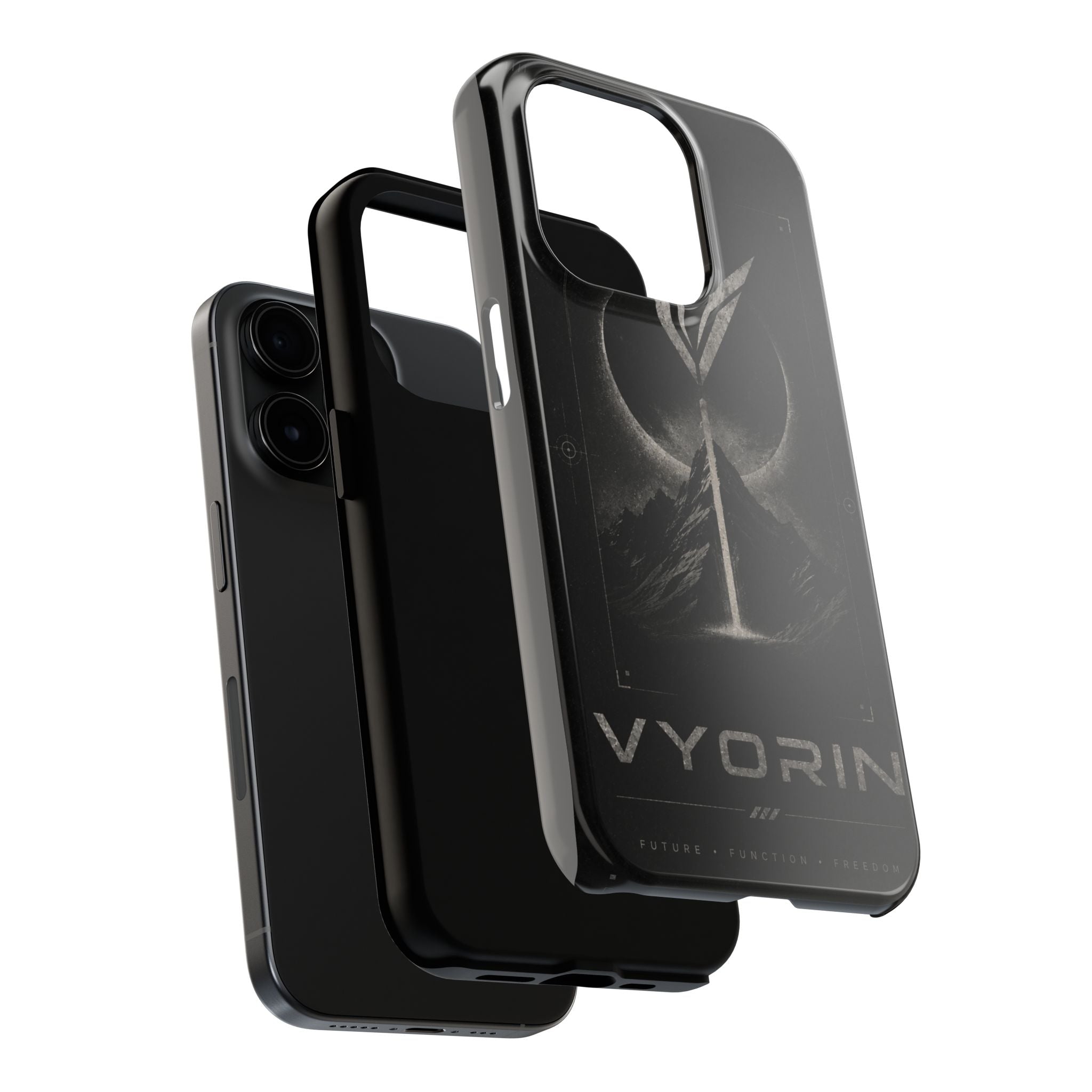 Vyorin Mountain Emblem Tough Phone Case — Dark Sci‑Fi Protection