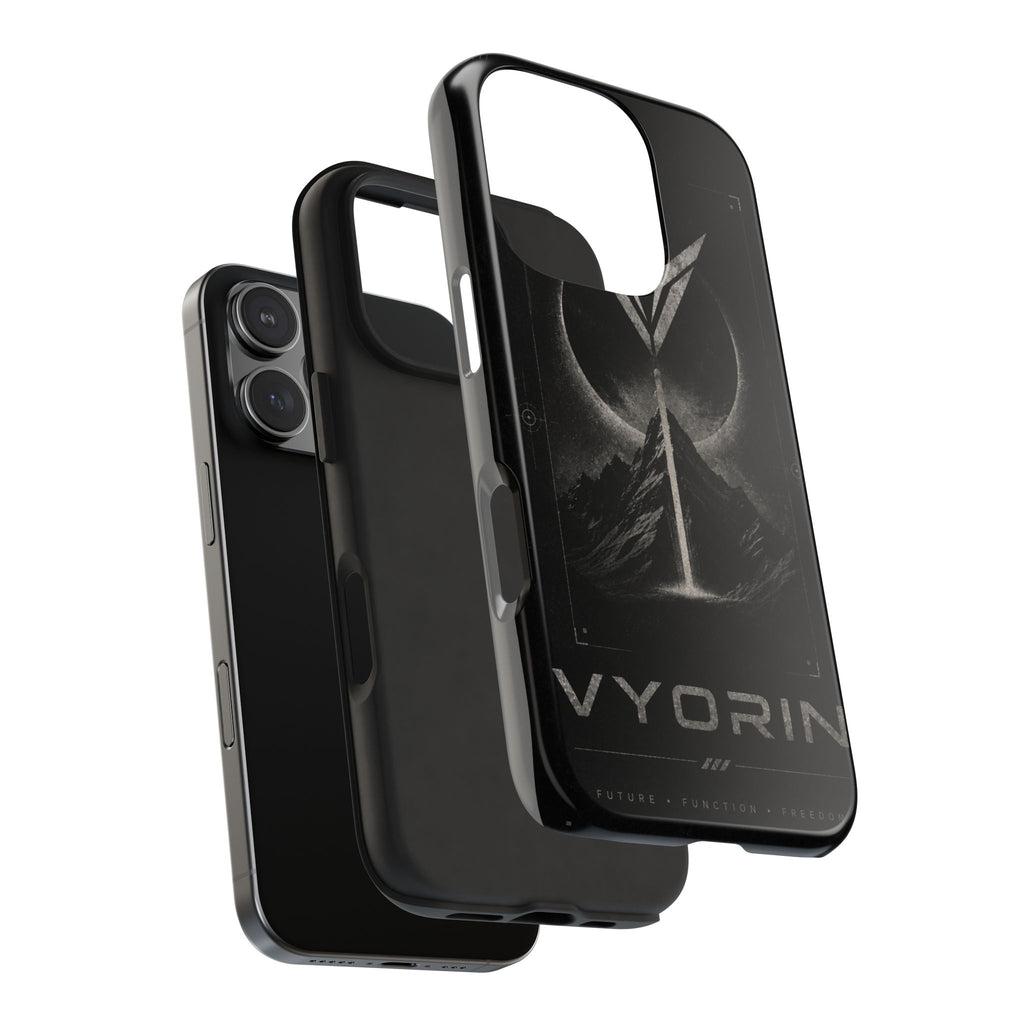 Vyorin Mountain Emblem Tough Phone Case — Dark Sci‑Fi Protection