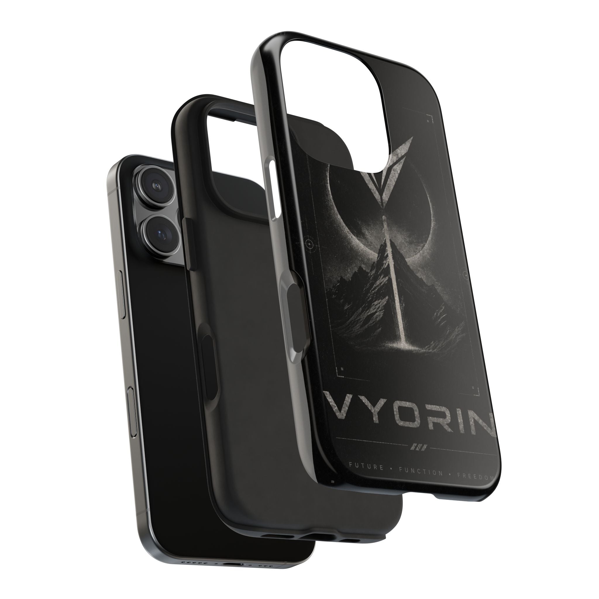 Vyorin Mountain Emblem Tough Phone Case — Dark Sci‑Fi Protection