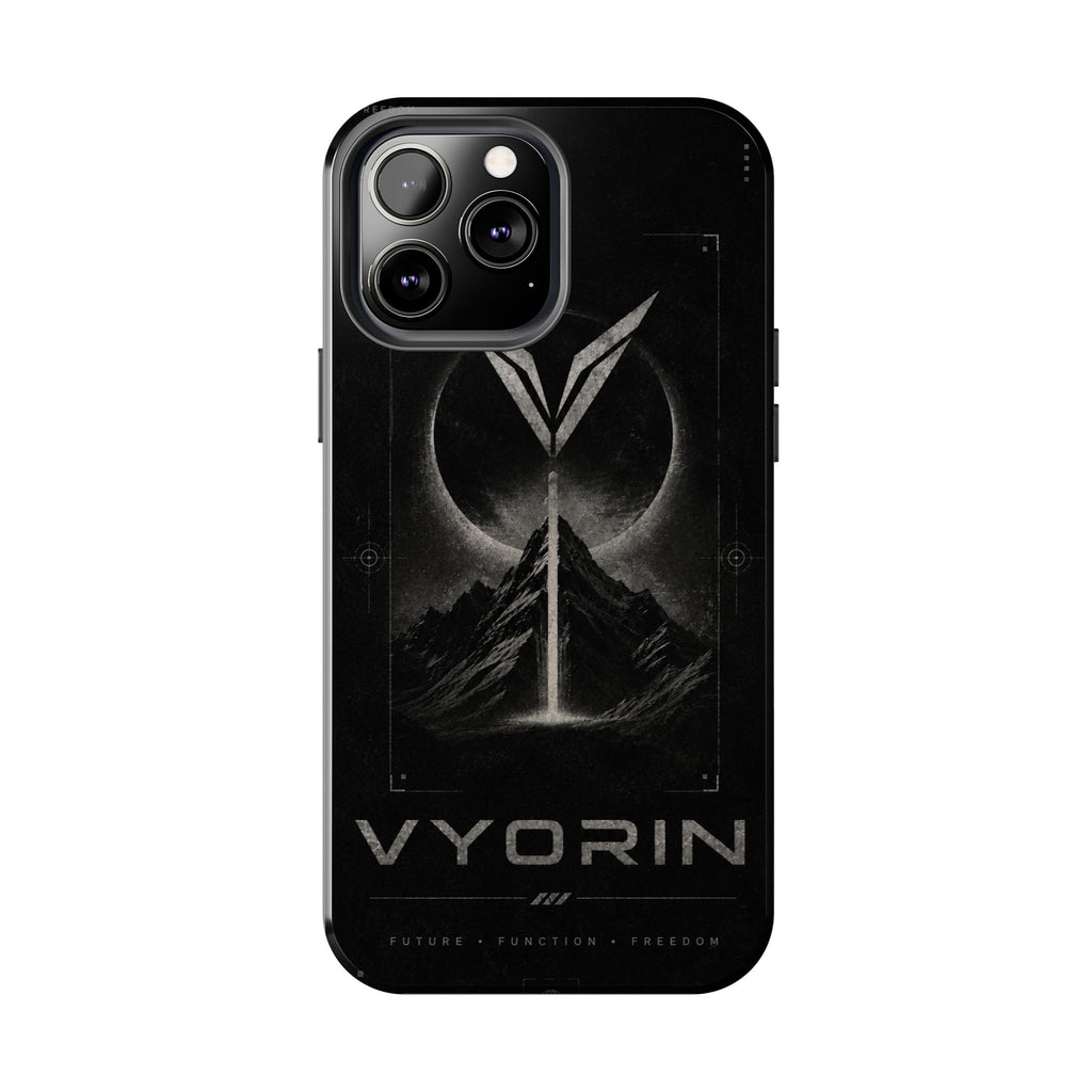 Vyorin Mountain Emblem Tough Phone Case — Dark Sci‑Fi Protection
