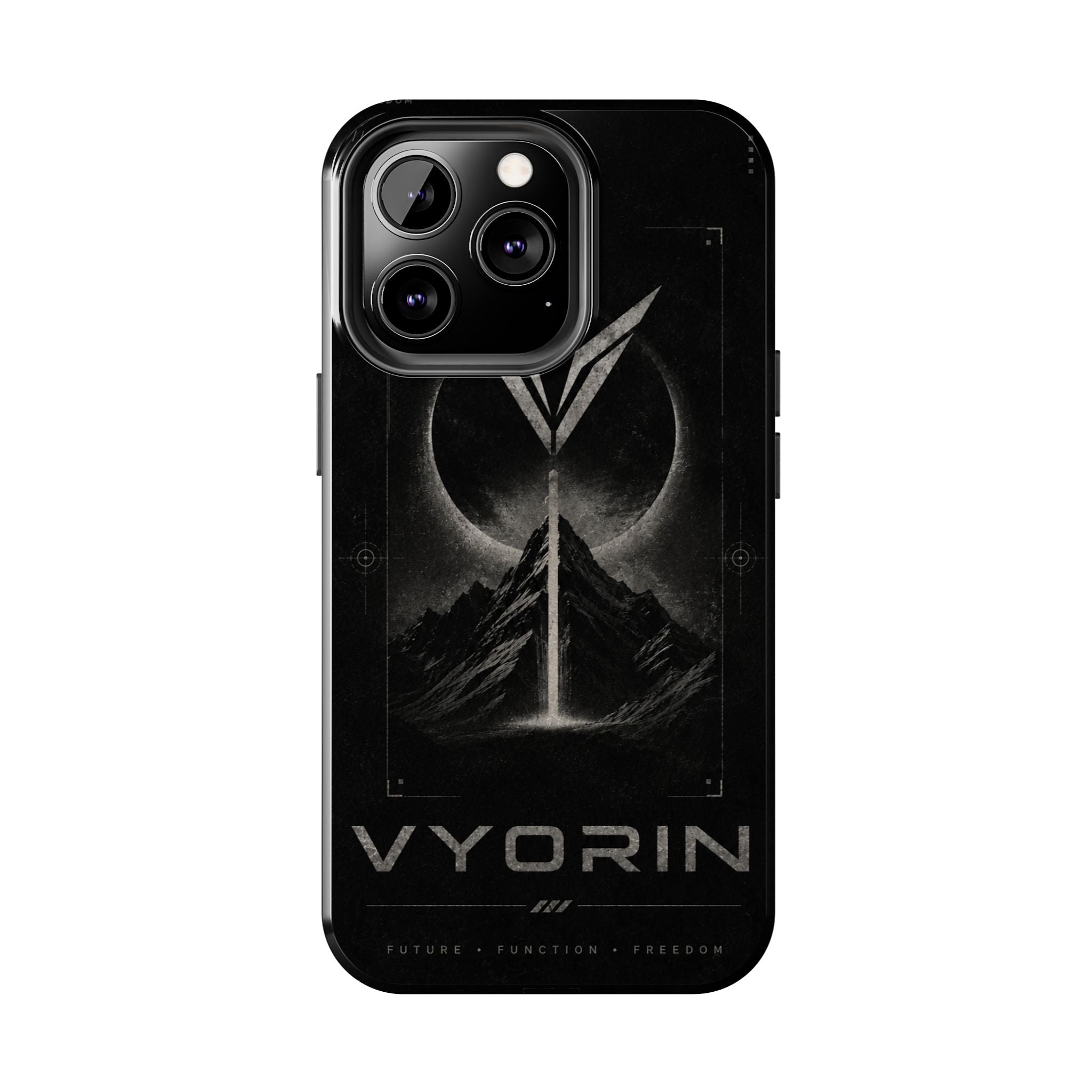 Vyorin Mountain Emblem Tough Phone Case — Dark Sci‑Fi Protection