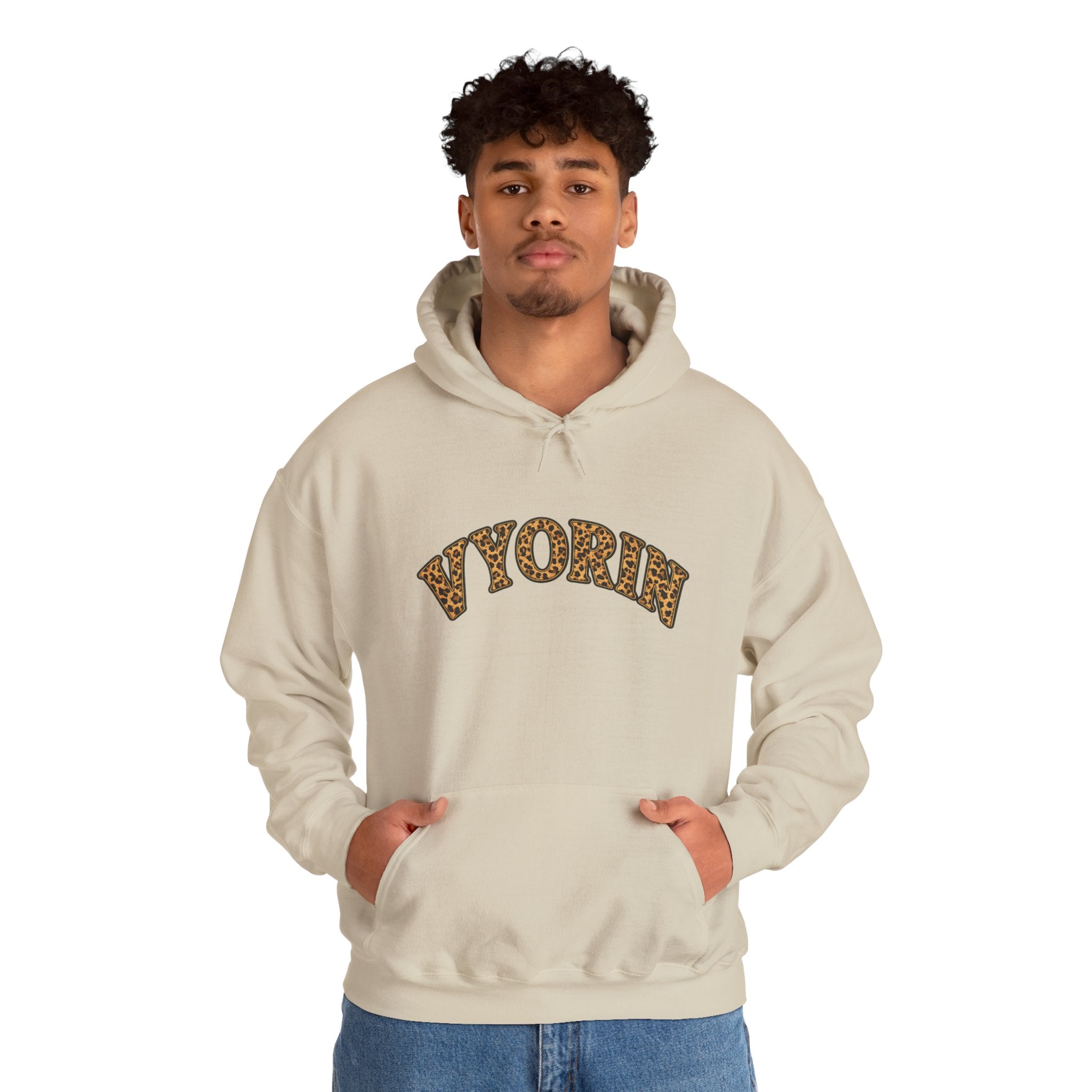 Vyorn Leopard Arch Hoodie — Vintage Animal Print Logo Sweatshirt