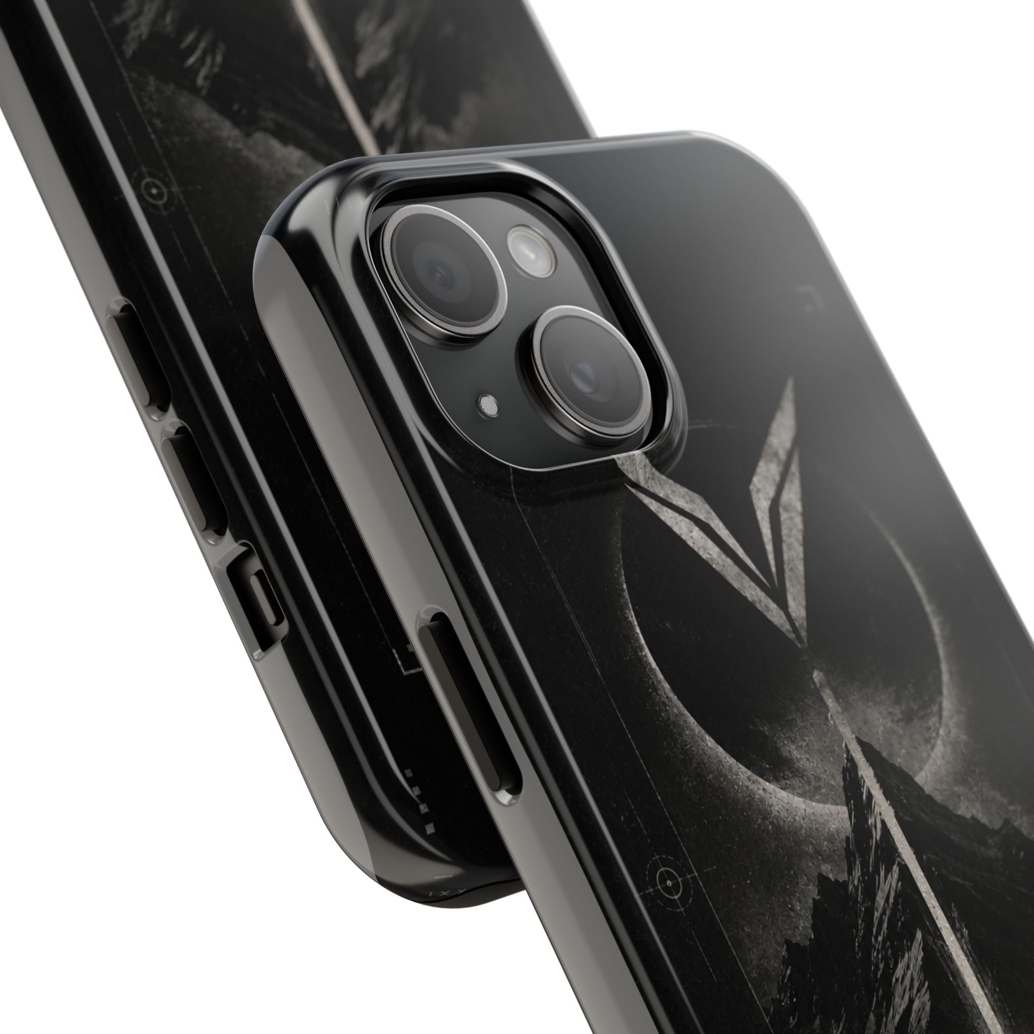 Vyorin Mountain Emblem Tough Phone Case — Dark Sci‑Fi Protection