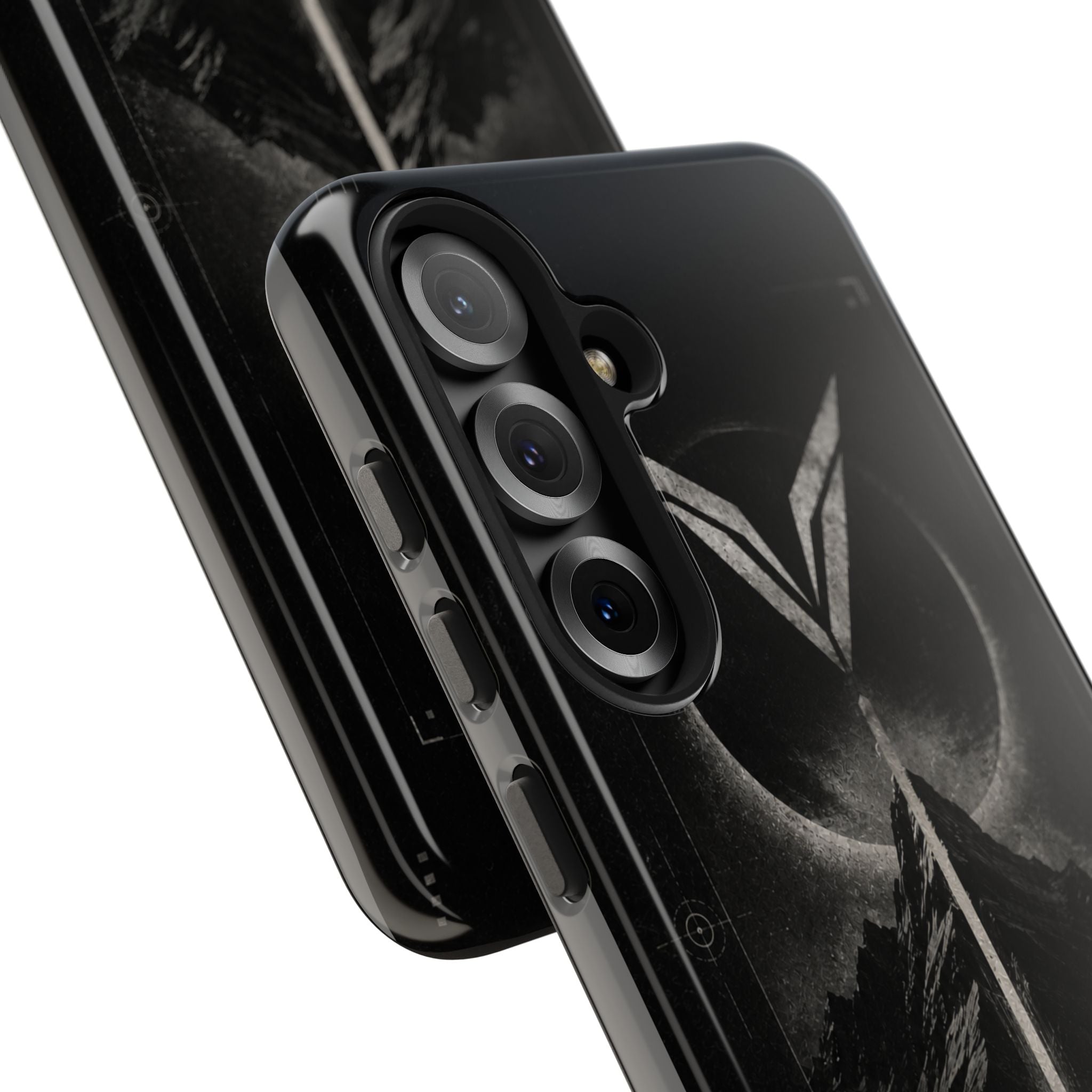 Vyorin Mountain Emblem Tough Phone Case — Dark Sci‑Fi Protection