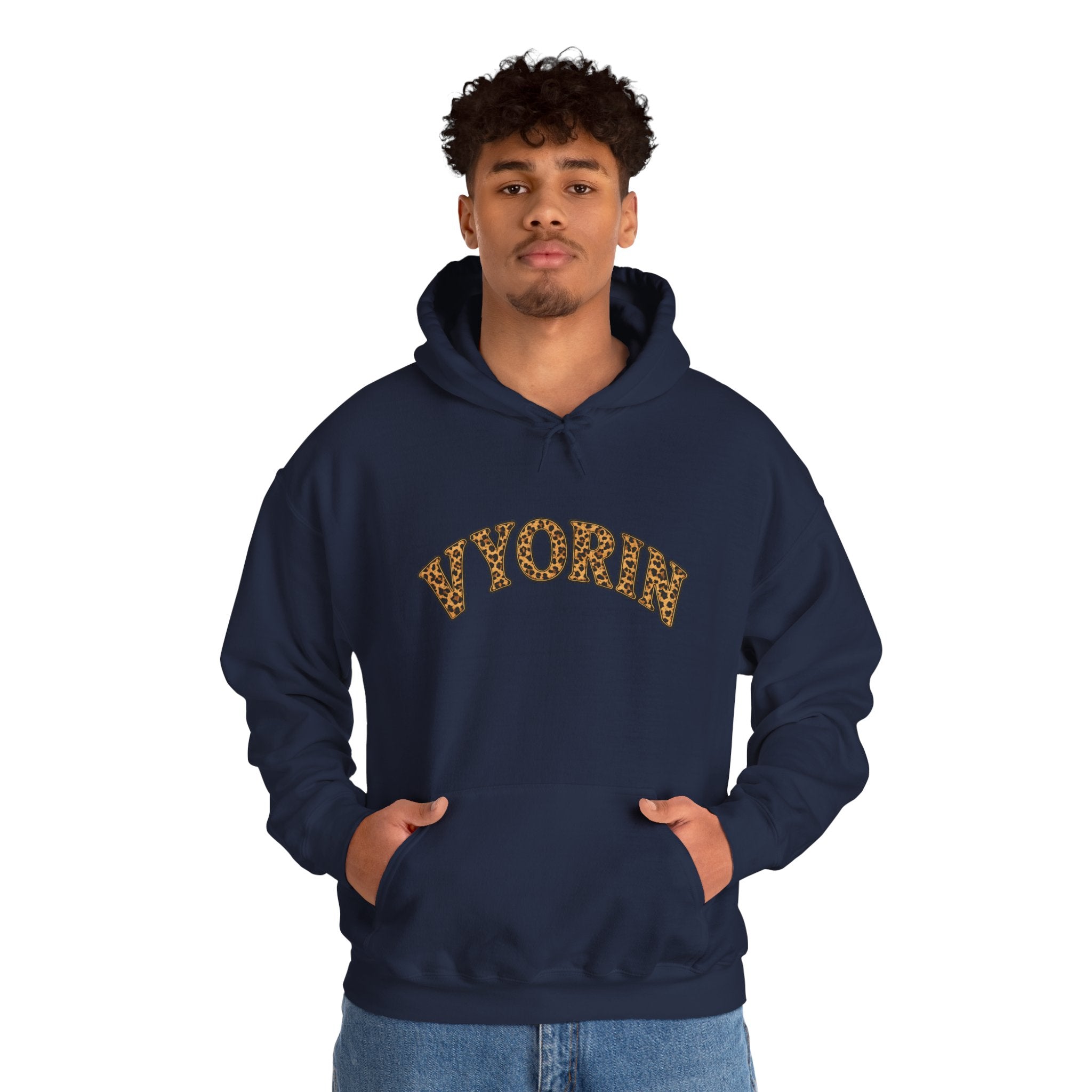 Vyorn Leopard Arch Hoodie — Vintage Animal Print Logo Sweatshirt