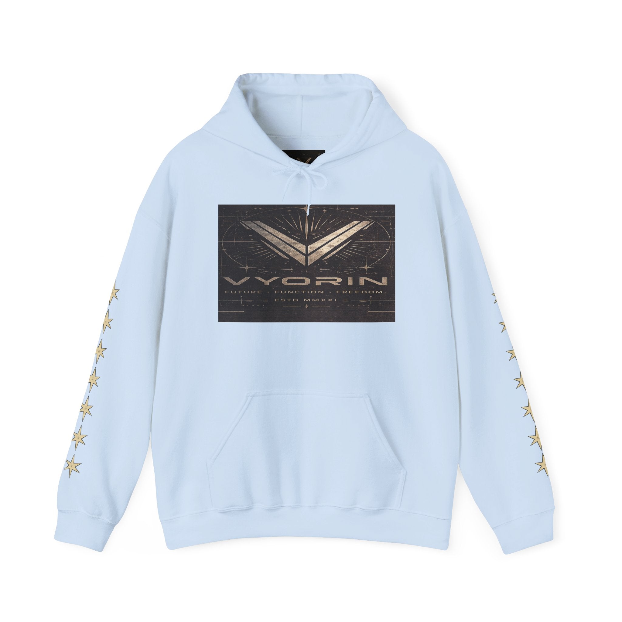 Vyorin Star Emblem Hoodie — Retro Sci‑Fi Logo Pullover