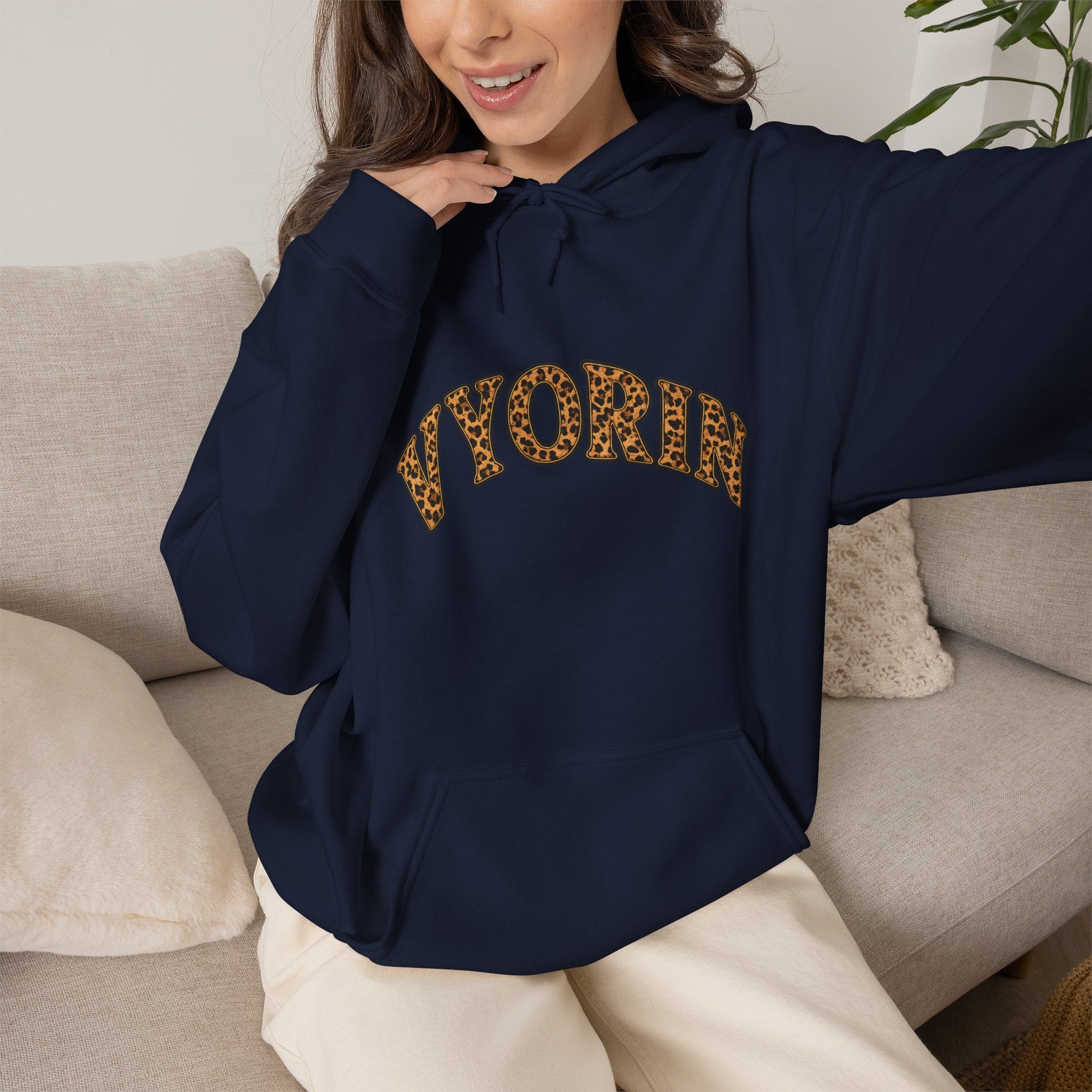 Vyorn Leopard Arch Hoodie — Vintage Animal Print Logo Sweatshirt
