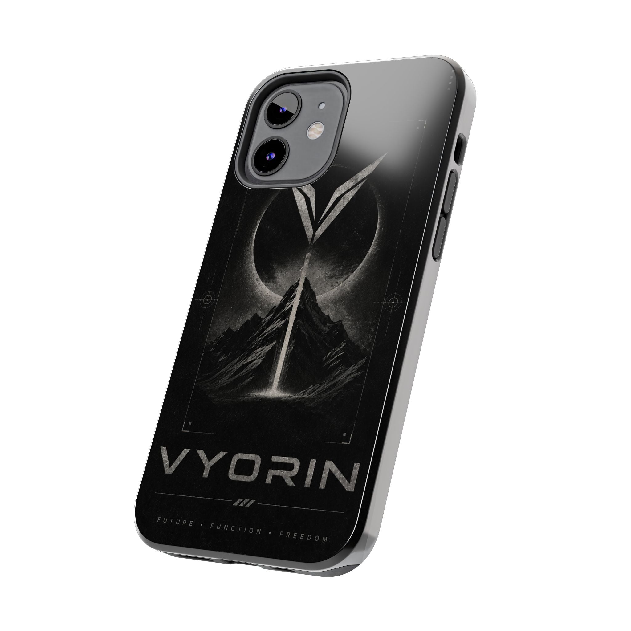 Vyorin Mountain Emblem Tough Phone Case — Dark Sci‑Fi Protection