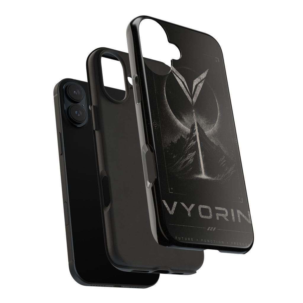 Vyorin Mountain Emblem Tough Phone Case — Dark Sci‑Fi Protection