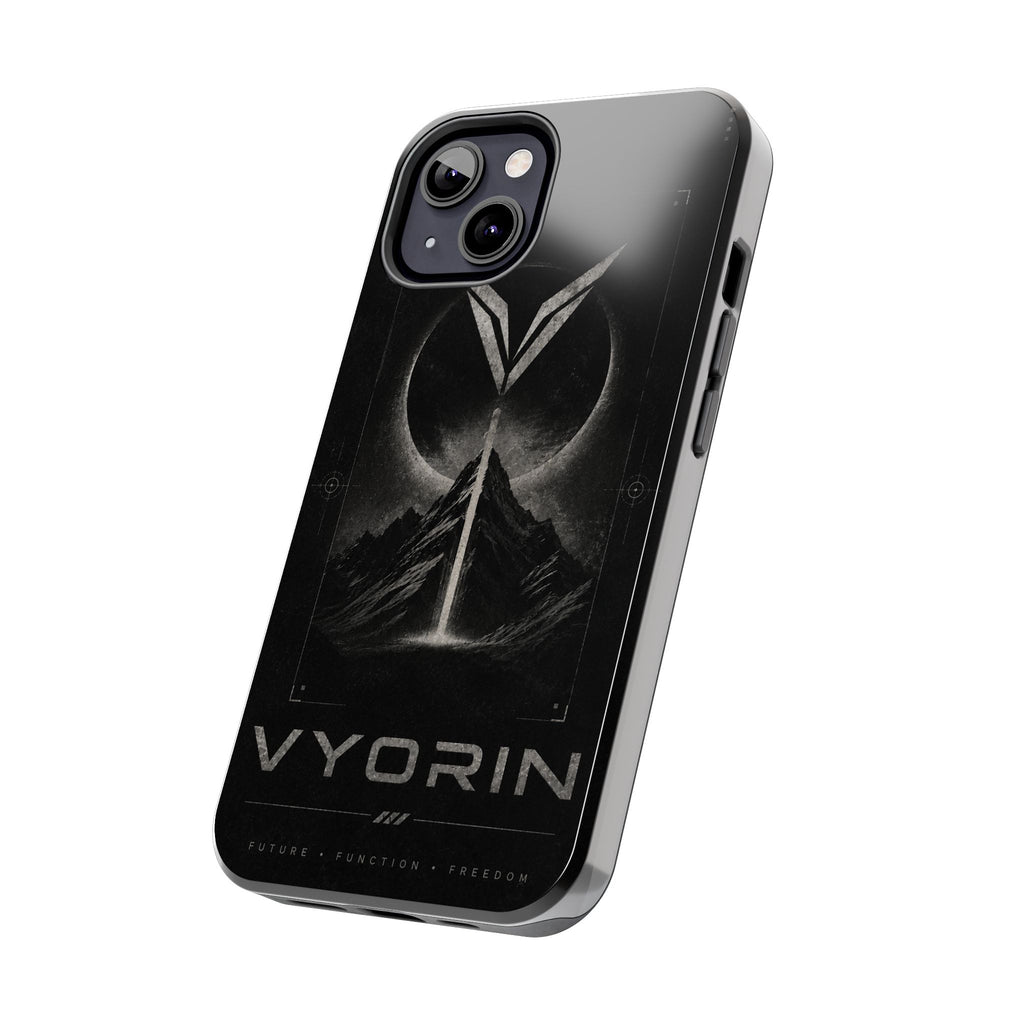 Vyorin Mountain Emblem Tough Phone Case — Dark Sci‑Fi Protection