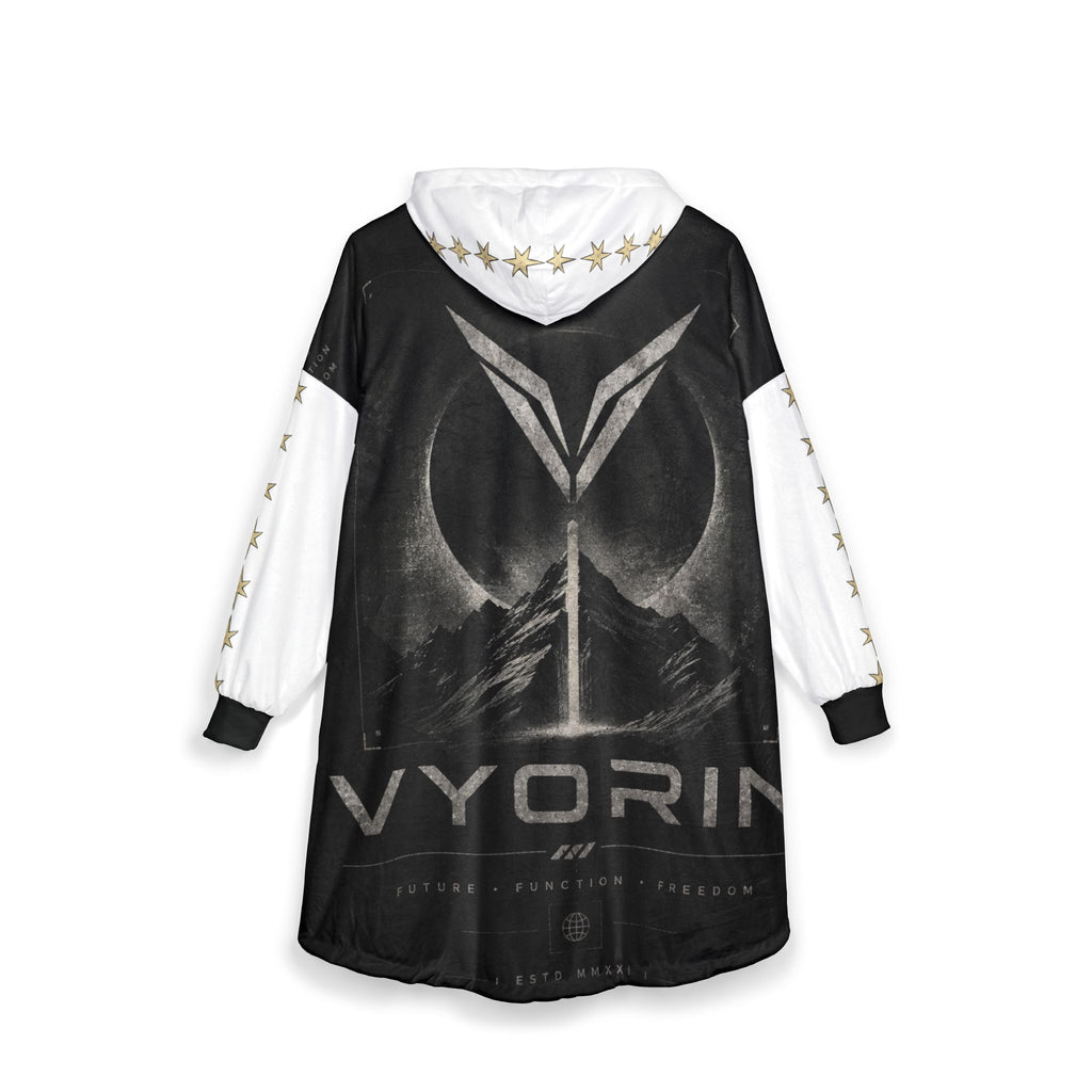 Vyorin Mountain Emblem Hooded Blanket — Cozy Fleece Gamer Blanket with Crest Design