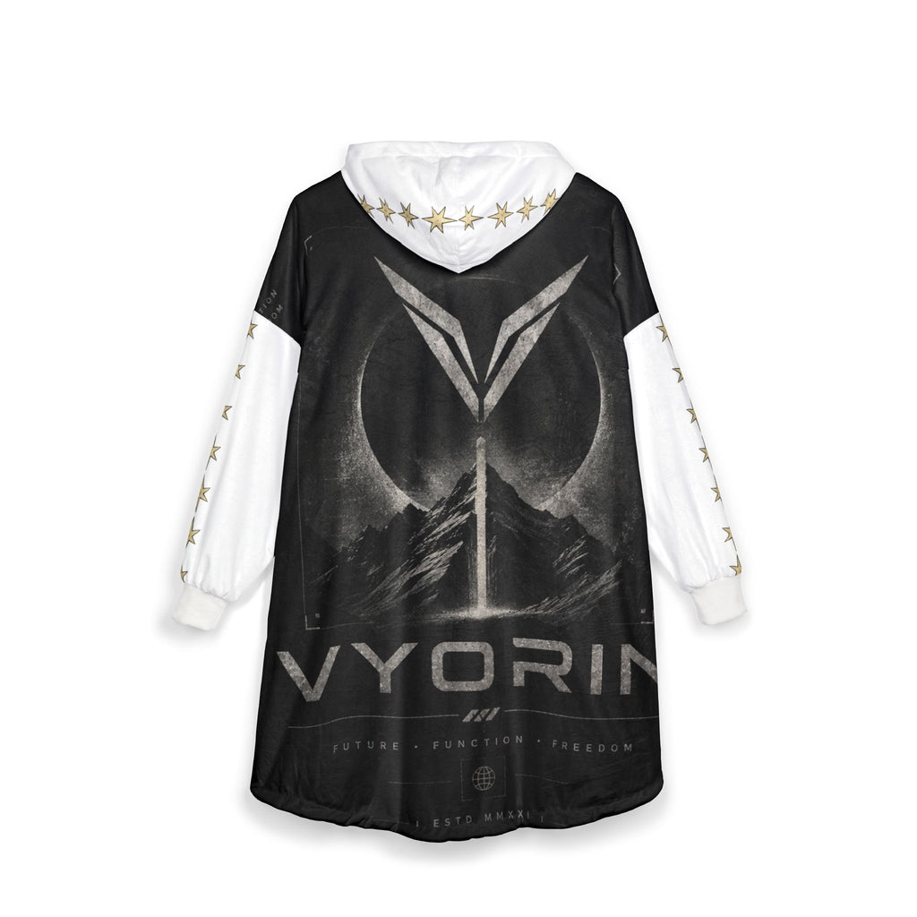 Vyorin Mountain Emblem Hooded Blanket — Cozy Fleece Gamer Blanket with Crest Design