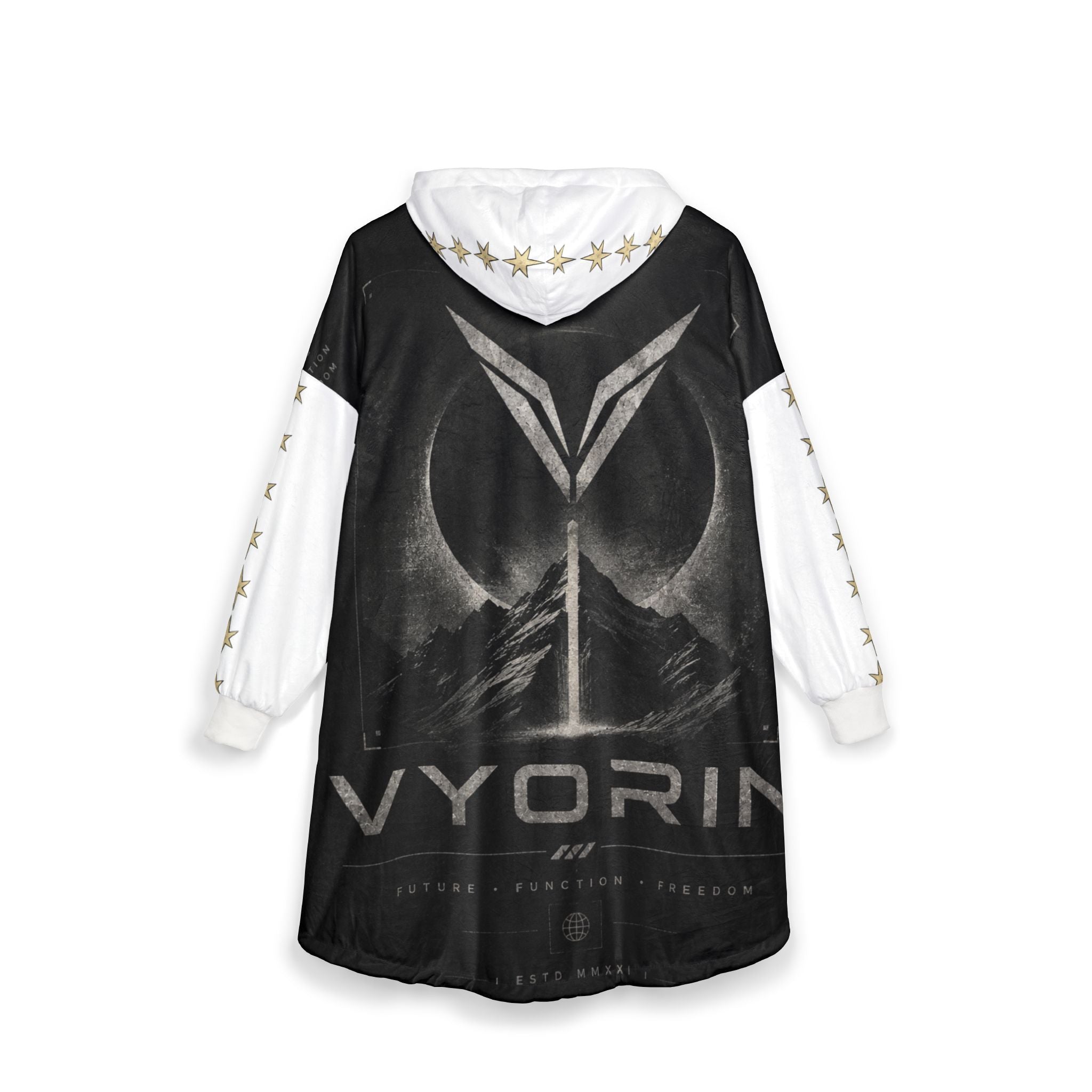 Vyorin Mountain Emblem Hooded Blanket — Cozy Fleece Gamer Blanket with Crest Design