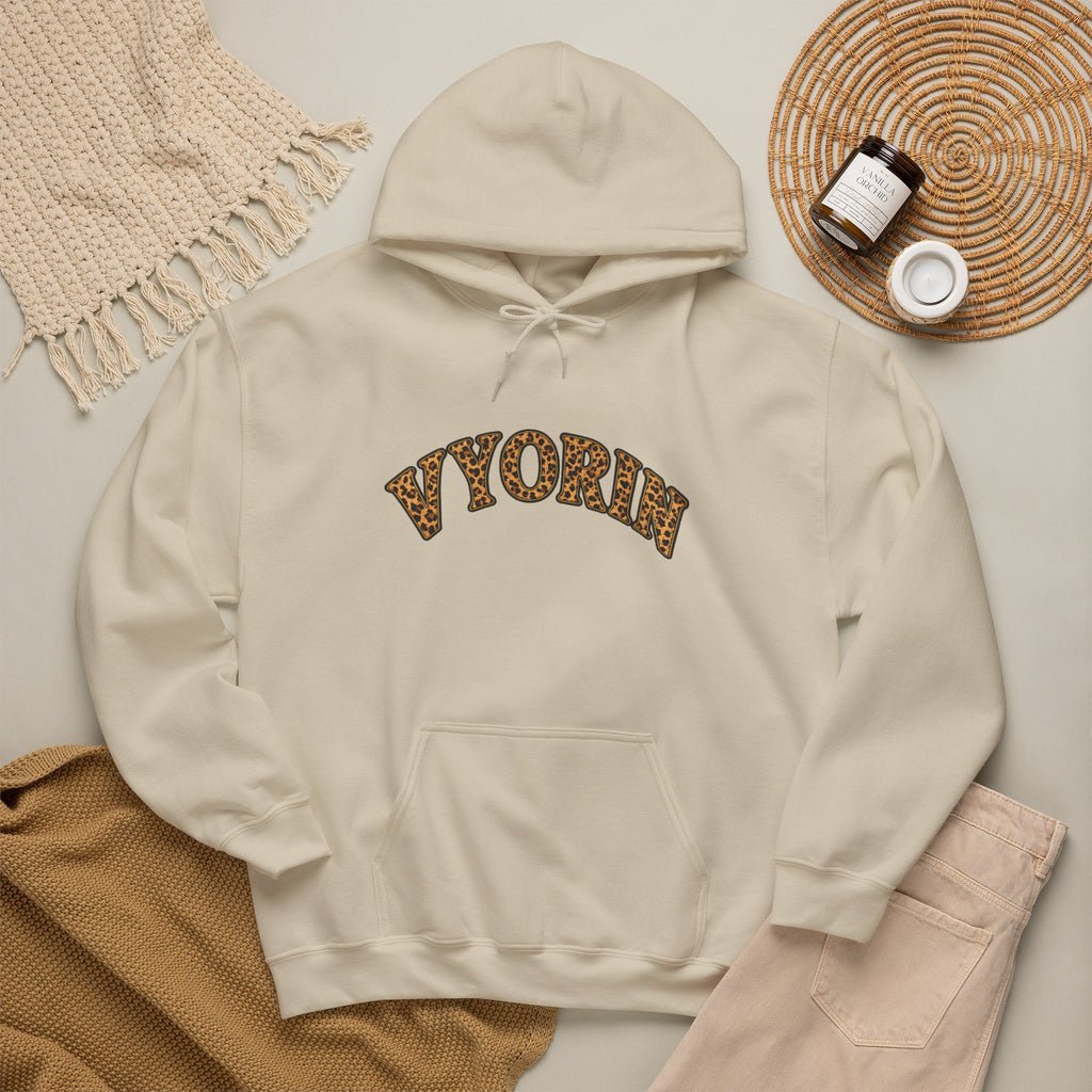 Vyorn Leopard Arch Hoodie — Vintage Animal Print Logo Sweatshirt