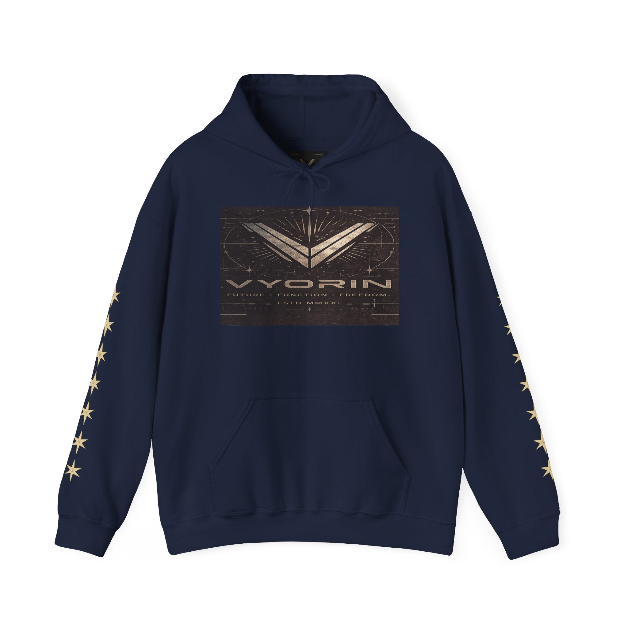 Vyorin Star Emblem Hoodie — Retro Sci‑Fi Logo Pullover