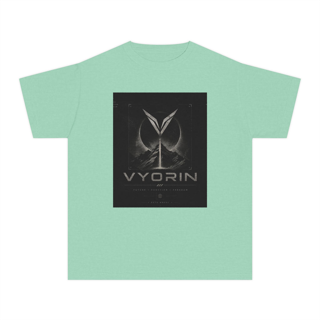 Vyorin Logo Youth Tee — Dark Sci‑Fi Emblem Graphic Shirt