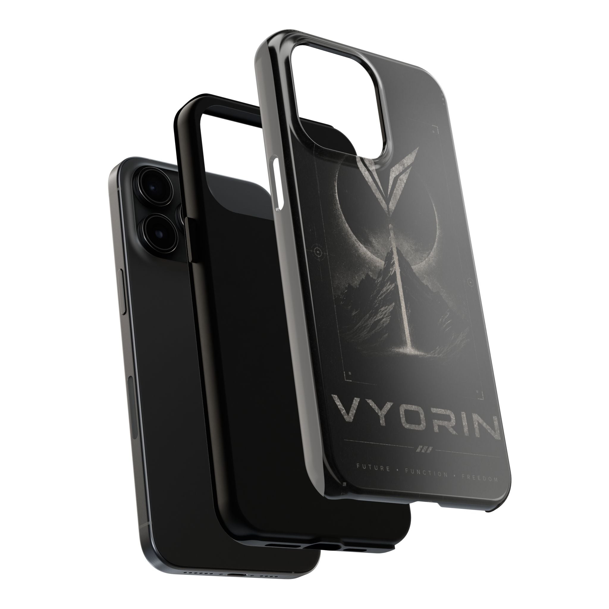Vyorin Mountain Emblem Tough Phone Case — Dark Sci‑Fi Protection