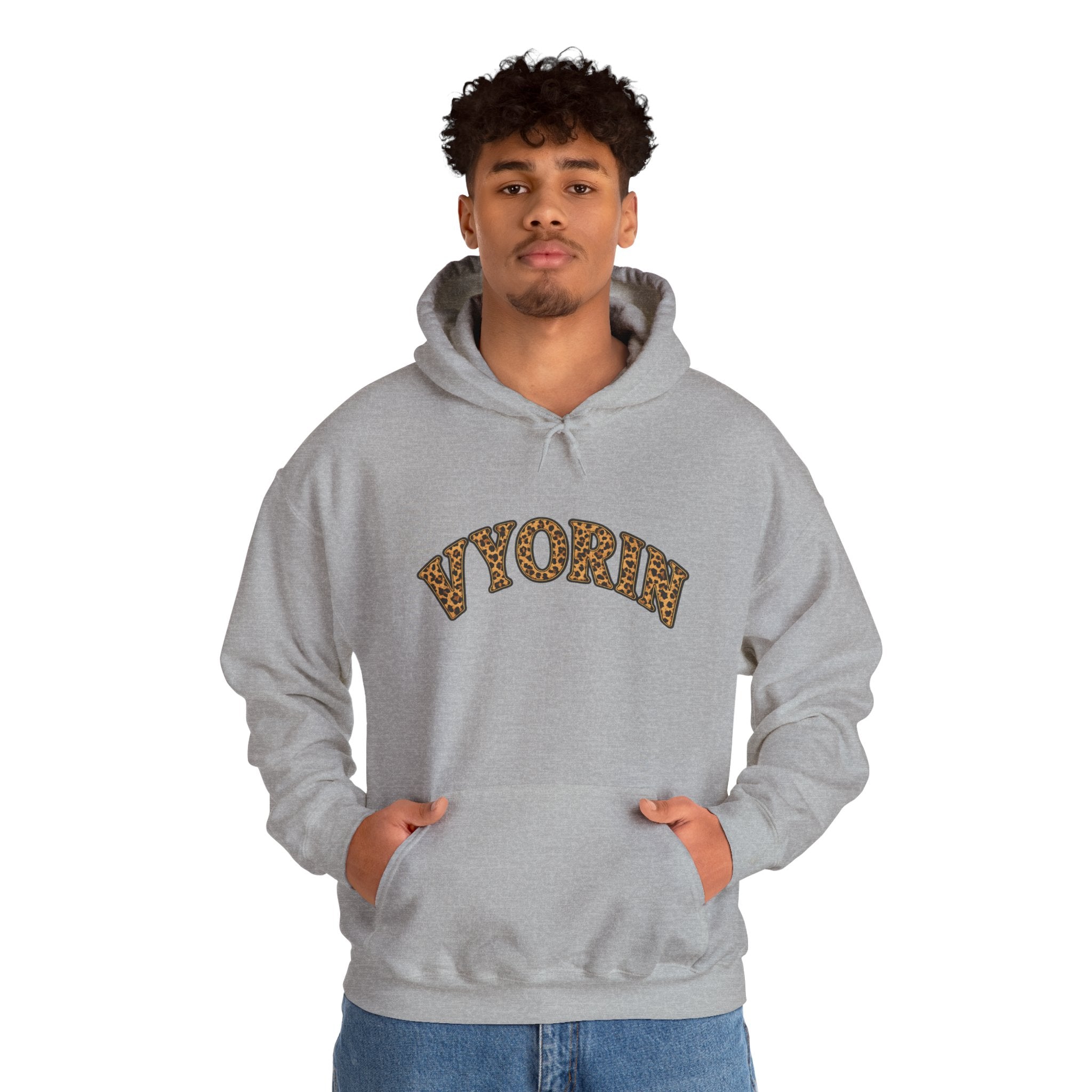 Vyorn Leopard Arch Hoodie — Vintage Animal Print Logo Sweatshirt