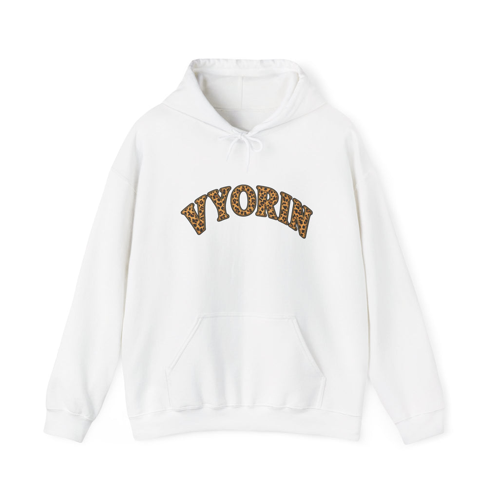 Vyorn Leopard Arch Hoodie — Vintage Animal Print Logo Sweatshirt