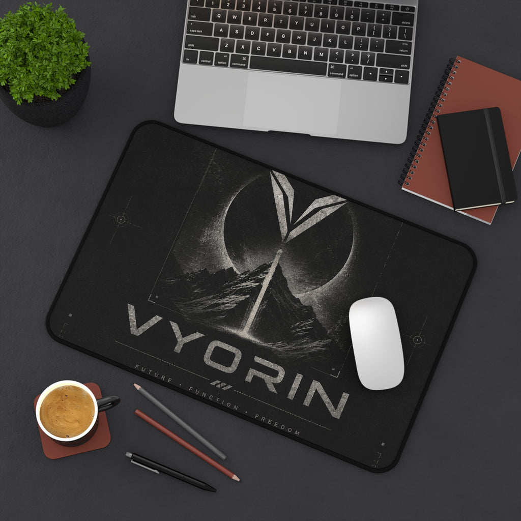 Vyorin Dark Sci‑Fi Mountain Logo Desk Mat