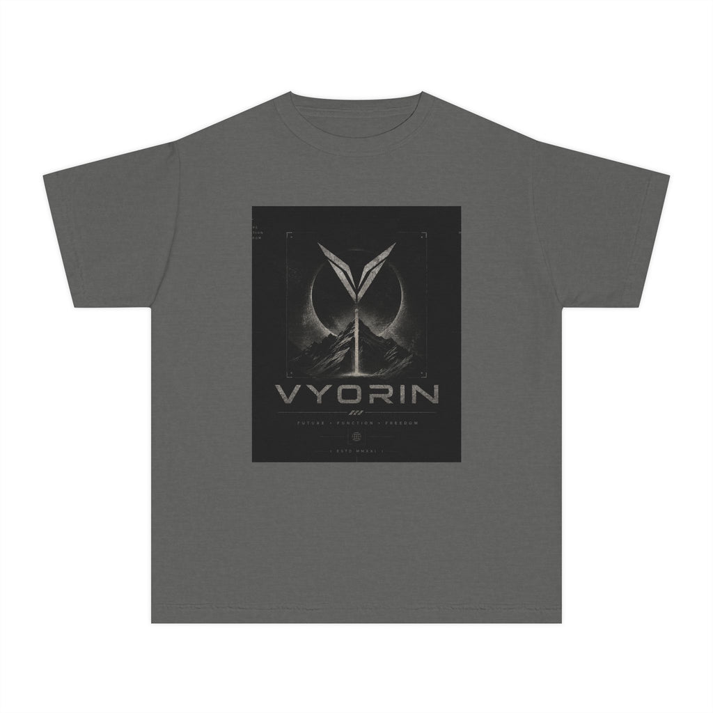 Vyorin Logo Youth Tee — Dark Sci‑Fi Emblem Graphic Shirt