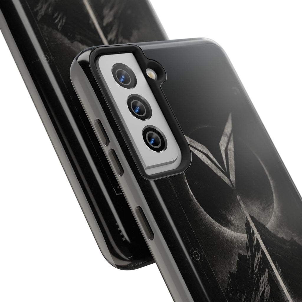 Vyorin Mountain Emblem Tough Phone Case — Dark Sci‑Fi Protection