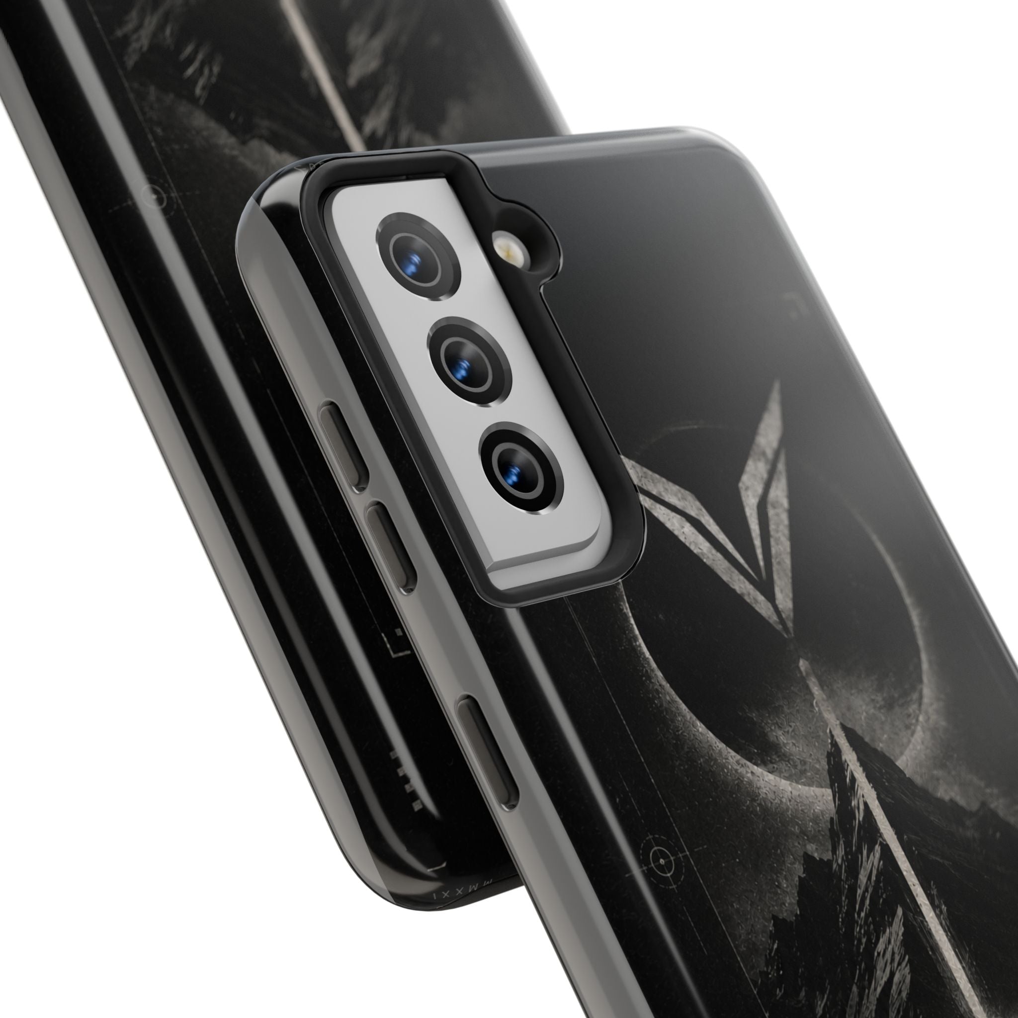 Vyorin Mountain Emblem Tough Phone Case — Dark Sci‑Fi Protection